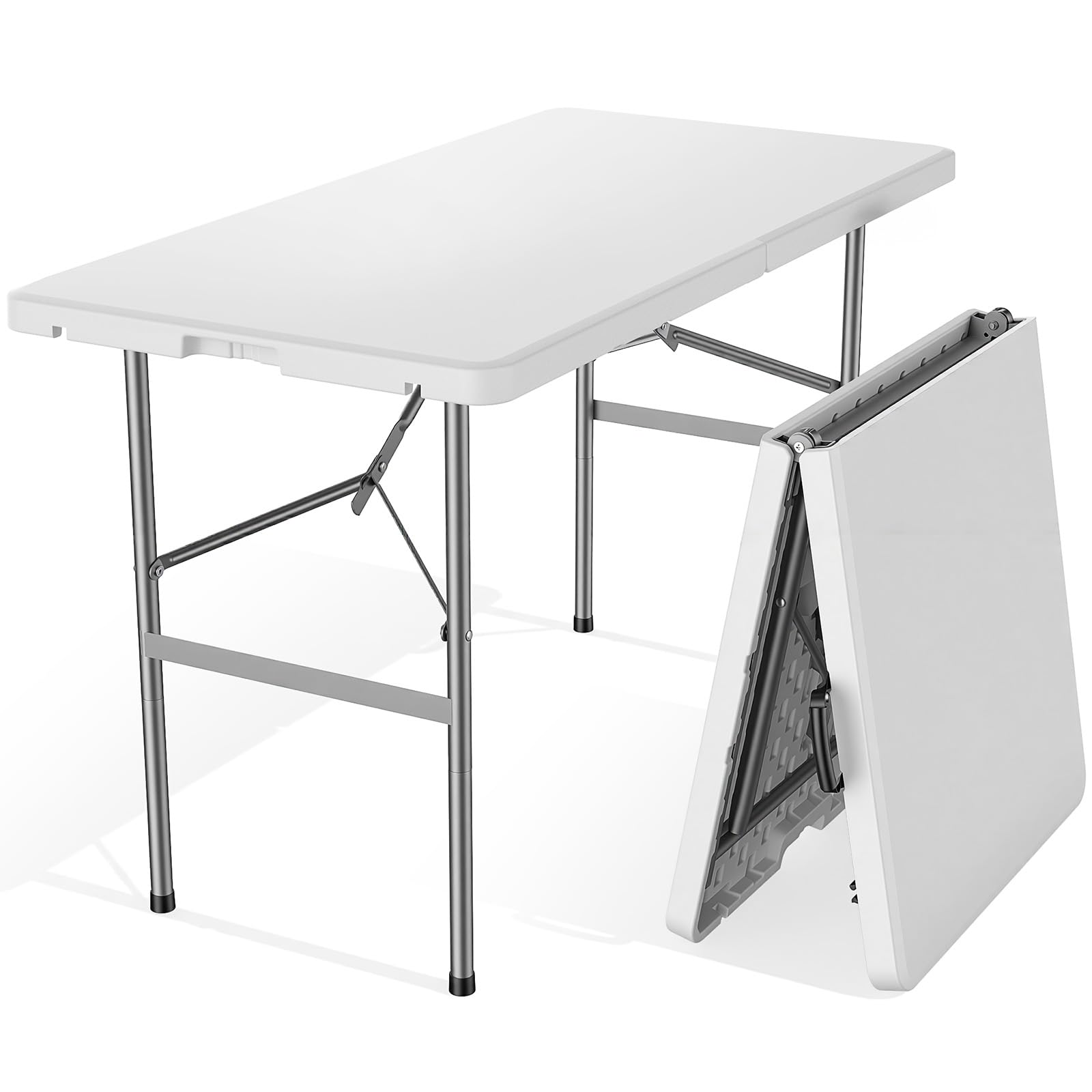 NEWBULIG 4 FT Foldable Table Easy to Fold and Store, Folding Picnic Table for Picnic Camping Kitchen