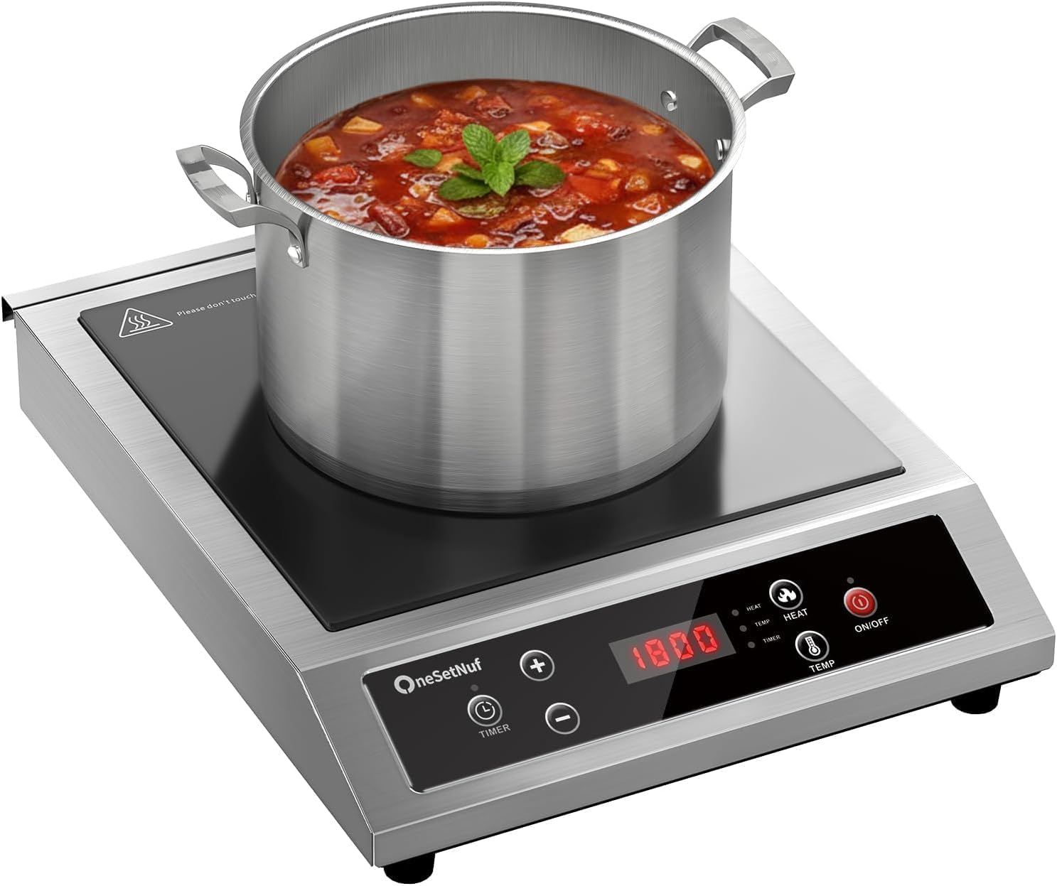 Stainless Steel Induction Cooktop, Professional-Grade Portable Induction Burner with Precise Temperature Control, 10-Hou
