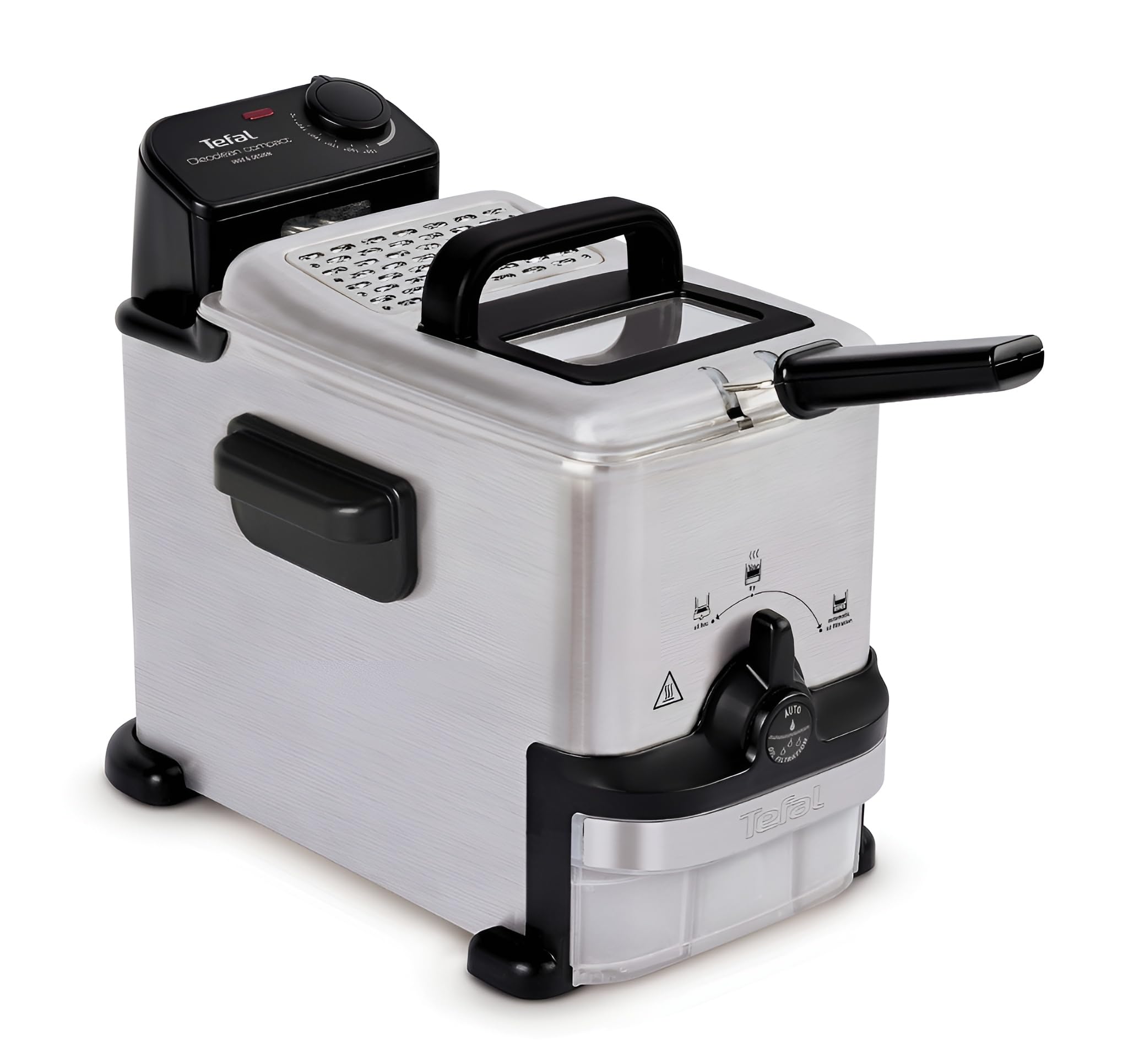 Tefal Oleoclean Compact, 2L Oil Capacity, Patented Filtration System, Easy to Clean, 0.8kg, 3 Portions, 1600W, Stainless