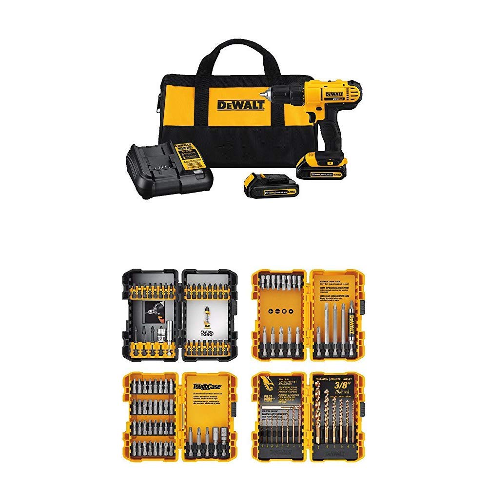 DEWALT 20V MAX* Cordless Drill/Driver Kit with Screwdriver/Drill Bit Set, 100-Piece (DCD771C2 & DWA2