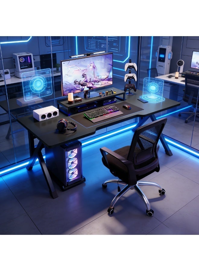 Anvanke New 120x60x75CM Gaming Office Desk - Spacious Functional Computer Desk | Ideal for Home Office/Gaming/Study (Stu