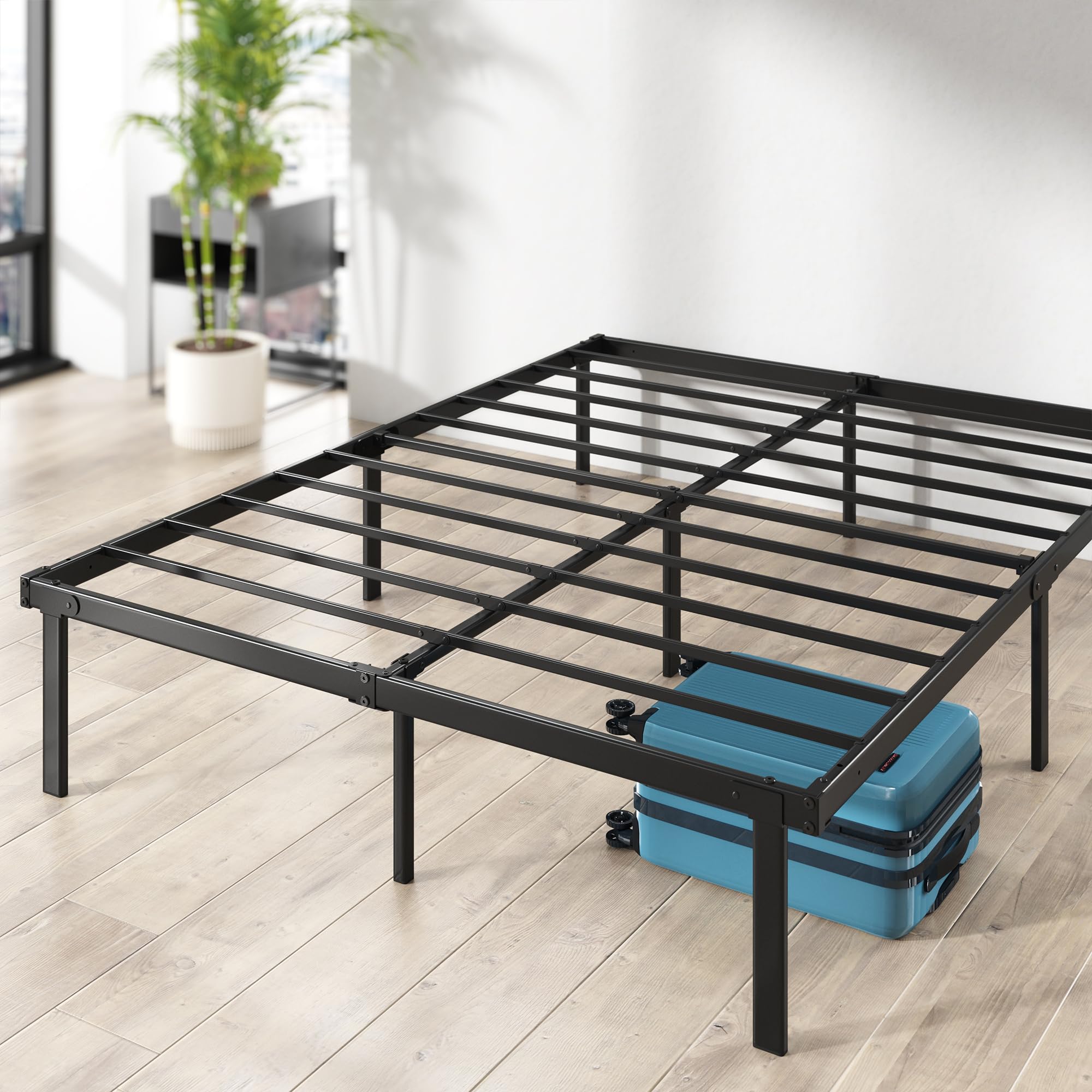 Zinus Caleb Double Bed Frame - 4ft6 (135 x 190 cm) - 14.2'' Height - Metal Bed Base with Steel Slat 