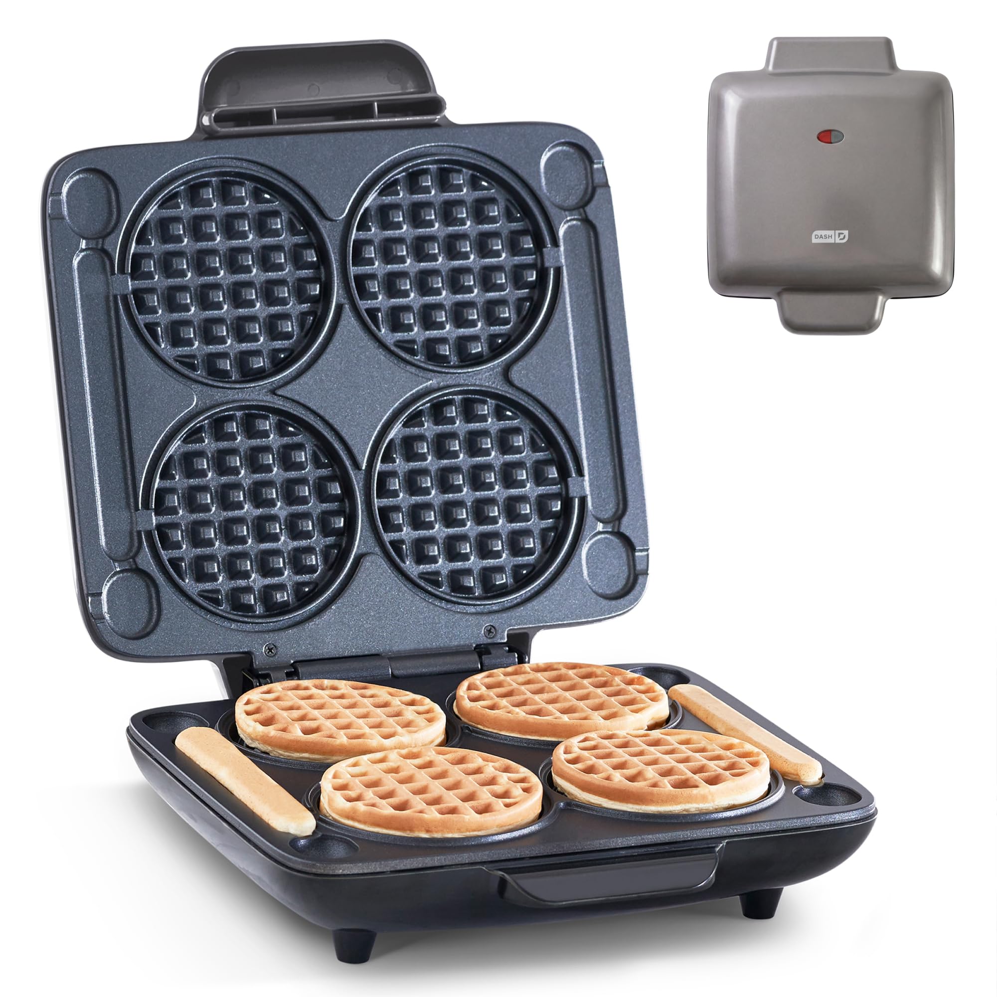 Dash Multi Mini Waffle Maker - Makes Four Waffles at Once for Family Breakfasts - Dual Nonstick Heating Plates & Easy-Re