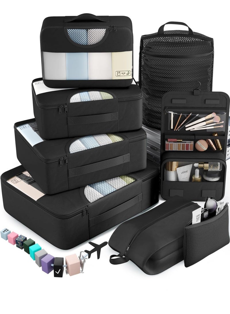 KISSUN 8 Set Packing Cubes for Travel Essentials, Suitcase Organizer Bags in 4 Sizes, Carry-On Luggage Accessories with