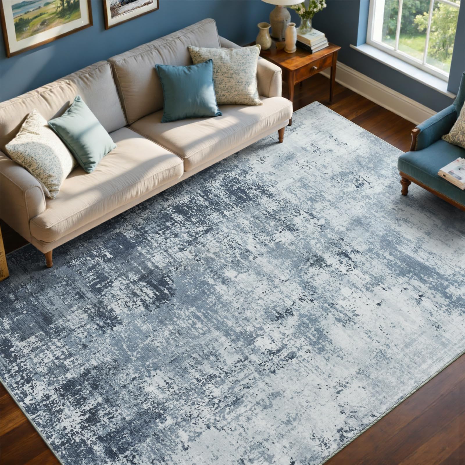 6x9 Ft Large Area Rugs for Living Room, Soft Non-Slip Washable Rugs Modern Abstract Pattern Carpet f