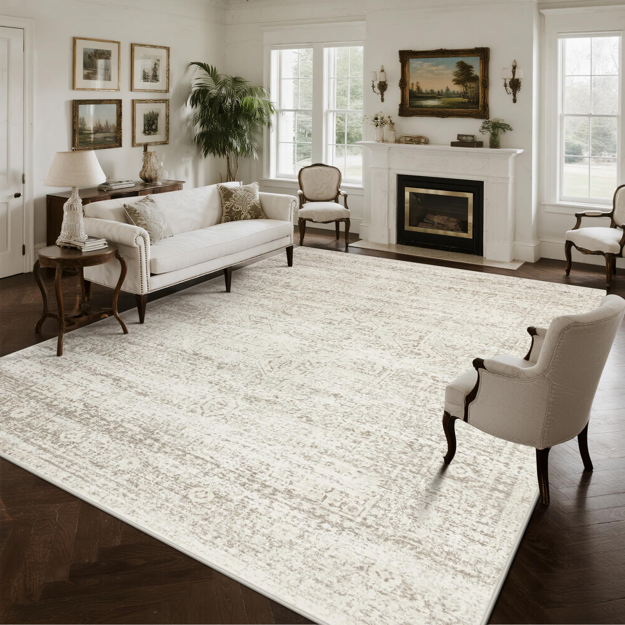 Srugn Washable Rugs 10x14 Area Rugs for Living Room,Rugs for Bedroom,Large Carpets,Ultra Soft Faux W