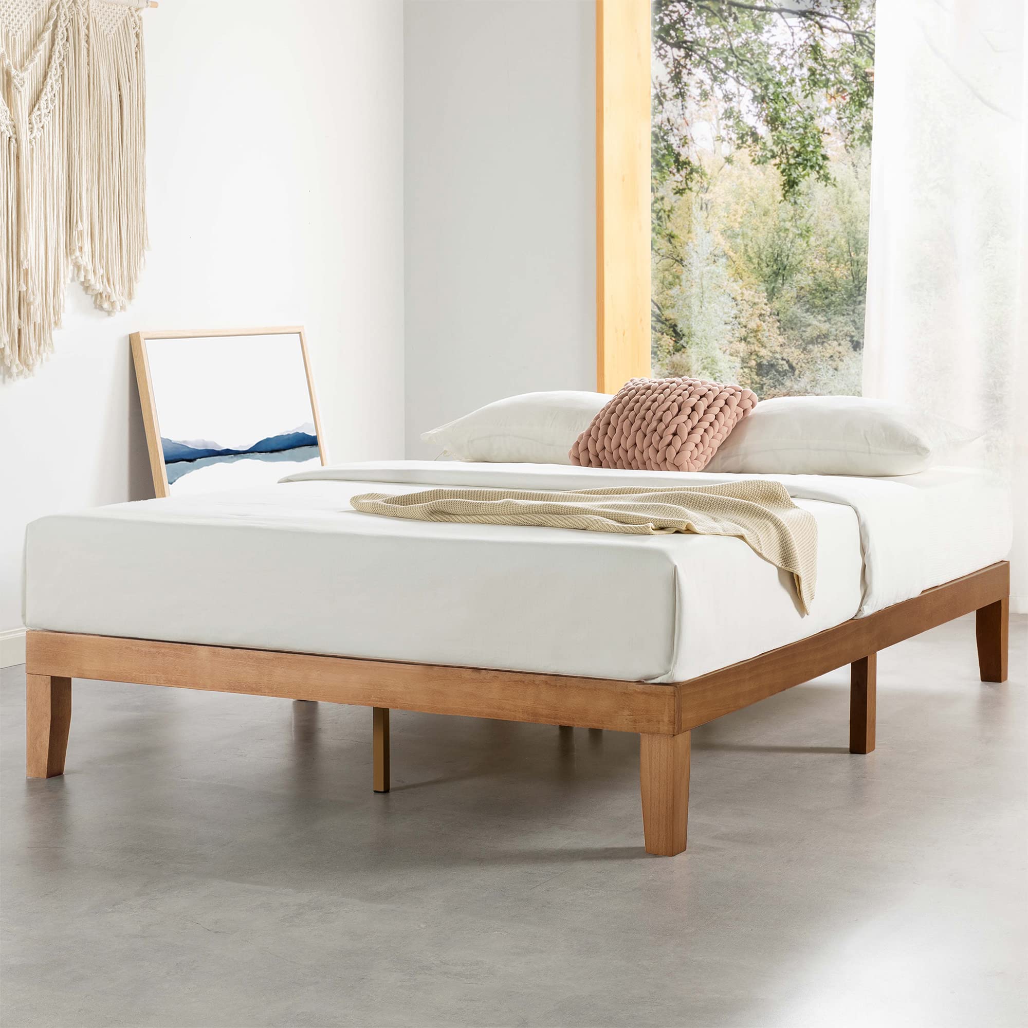 Mellow Naturalista Classic - 12 Inch Solid Wood Platform Bed with Wooden Slats, No Box Spring Needed, Easy Assembly, Ful