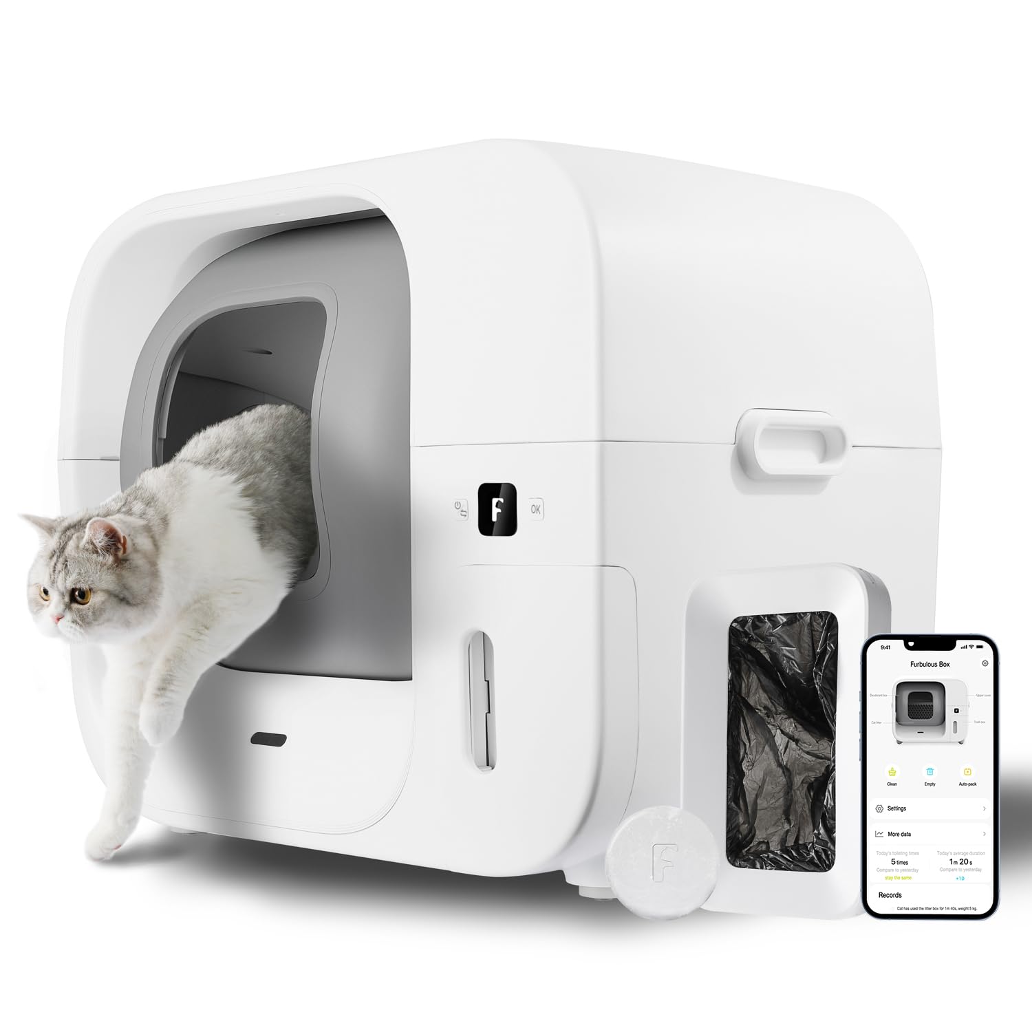 FURBULOUS - True OdorFree Automatic Litter Box with Self Cleaning and Conditioning, Automatic Cat Litter with Self-Clean