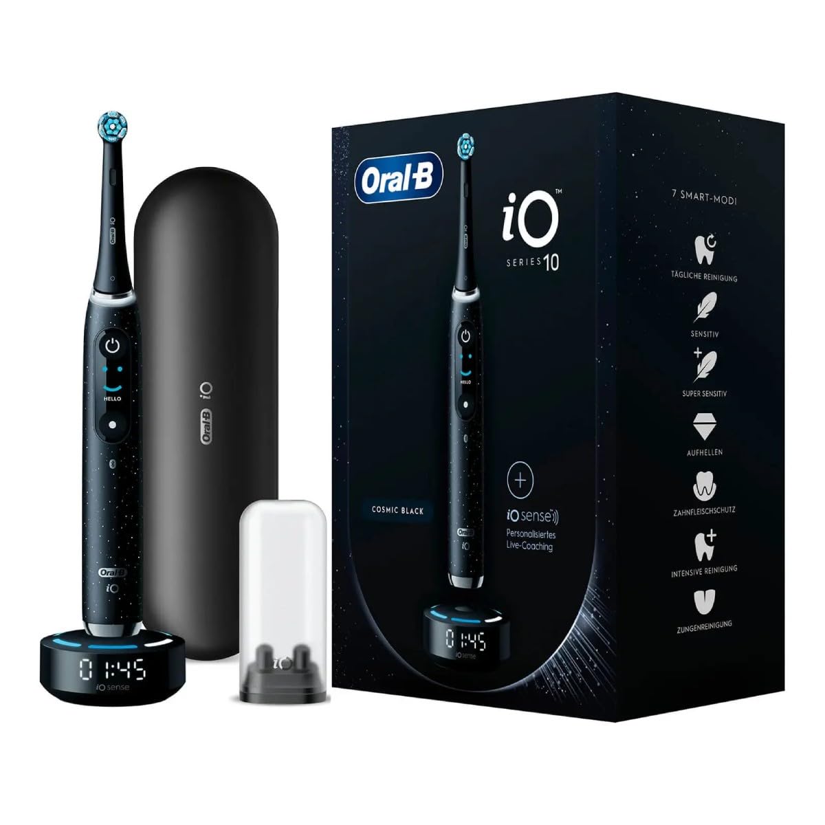 Oral-B iO Series 10 Electric Toothbrush, 7 Cleaning Modes for Dental Care, iOSense, Colour Display, Charging Travel Case