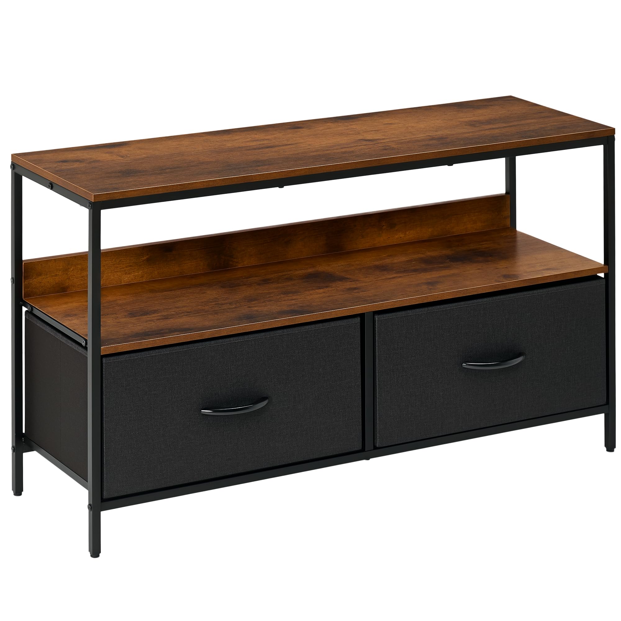 HOMCOM TV Stand Cabinet up to 47-inch, TV Unit with 2 Foldable Linen Drawers, Open Shelf for Living Room, Bedroom, Enter