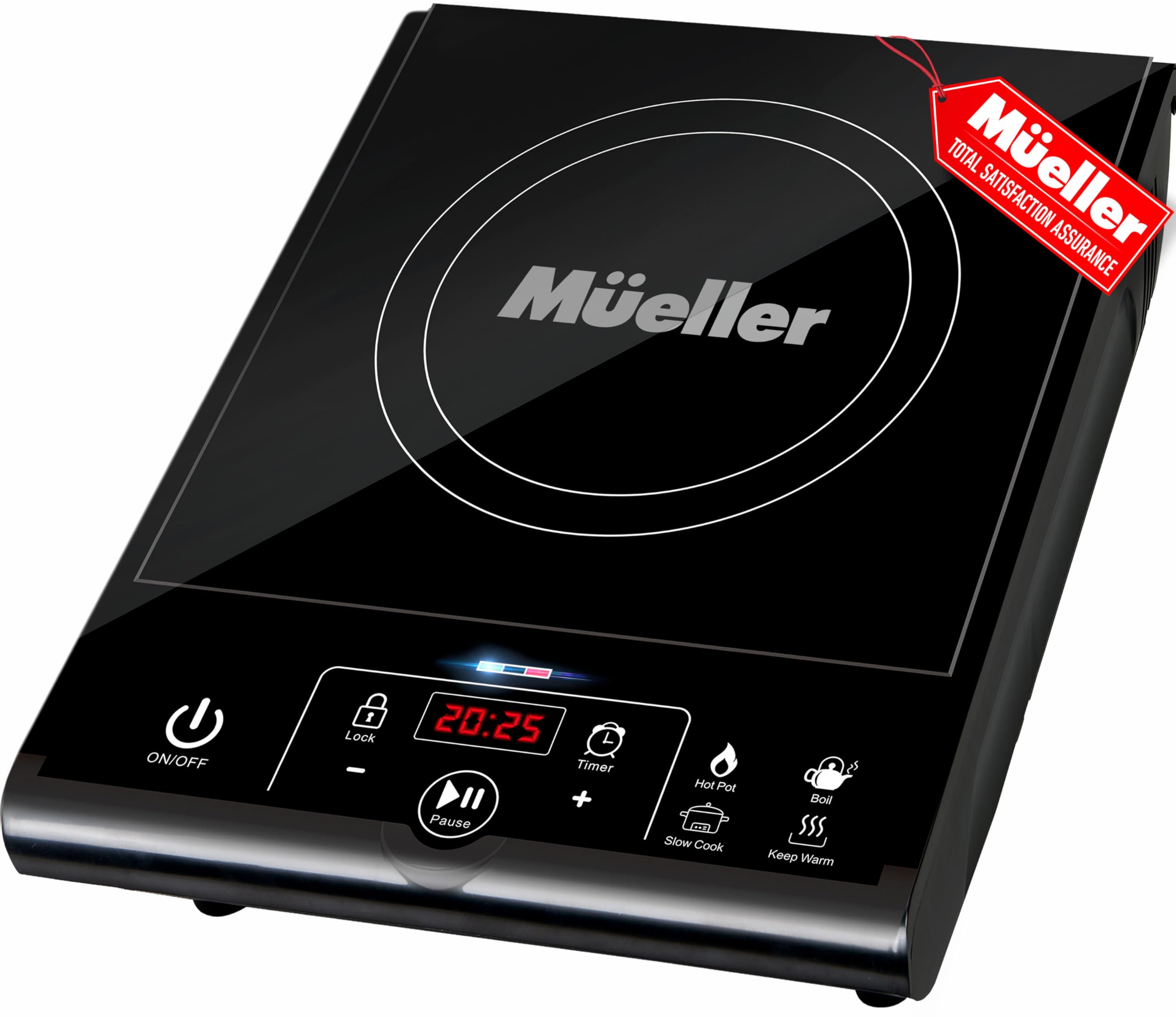 Mueller RapidTherm Portable Induction Cooktop,1800W Single Burner Hot Plate with 8 Power Levels, 8 T