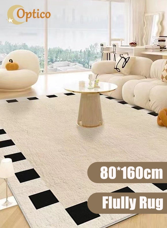 Optico Area Rug, Soft and Imitation Cashmere Rugs for Bedroom, Non Slip and Easy to Care Household Carpet, Nordic Style 