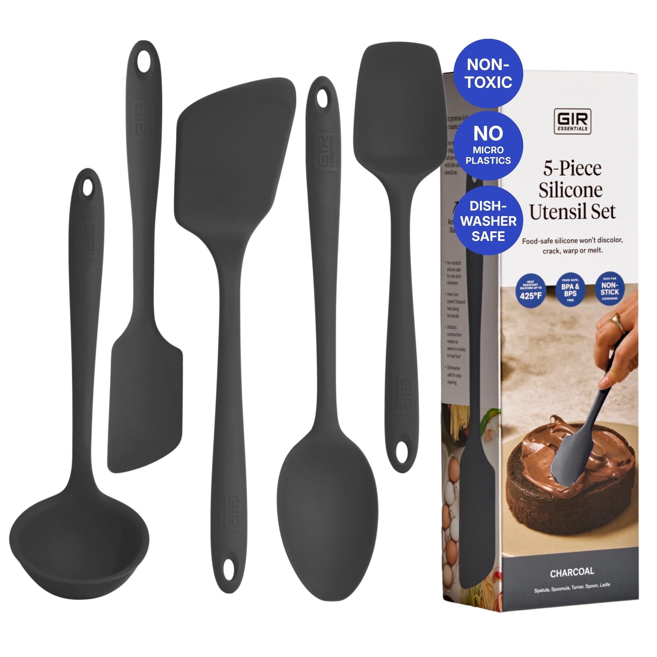 GIR 5-Piece Silicone Kitchen Utensils Set, Non-Toxic Cooking Utensils for Cooking and Baking, Heat Resistant, Food Grade