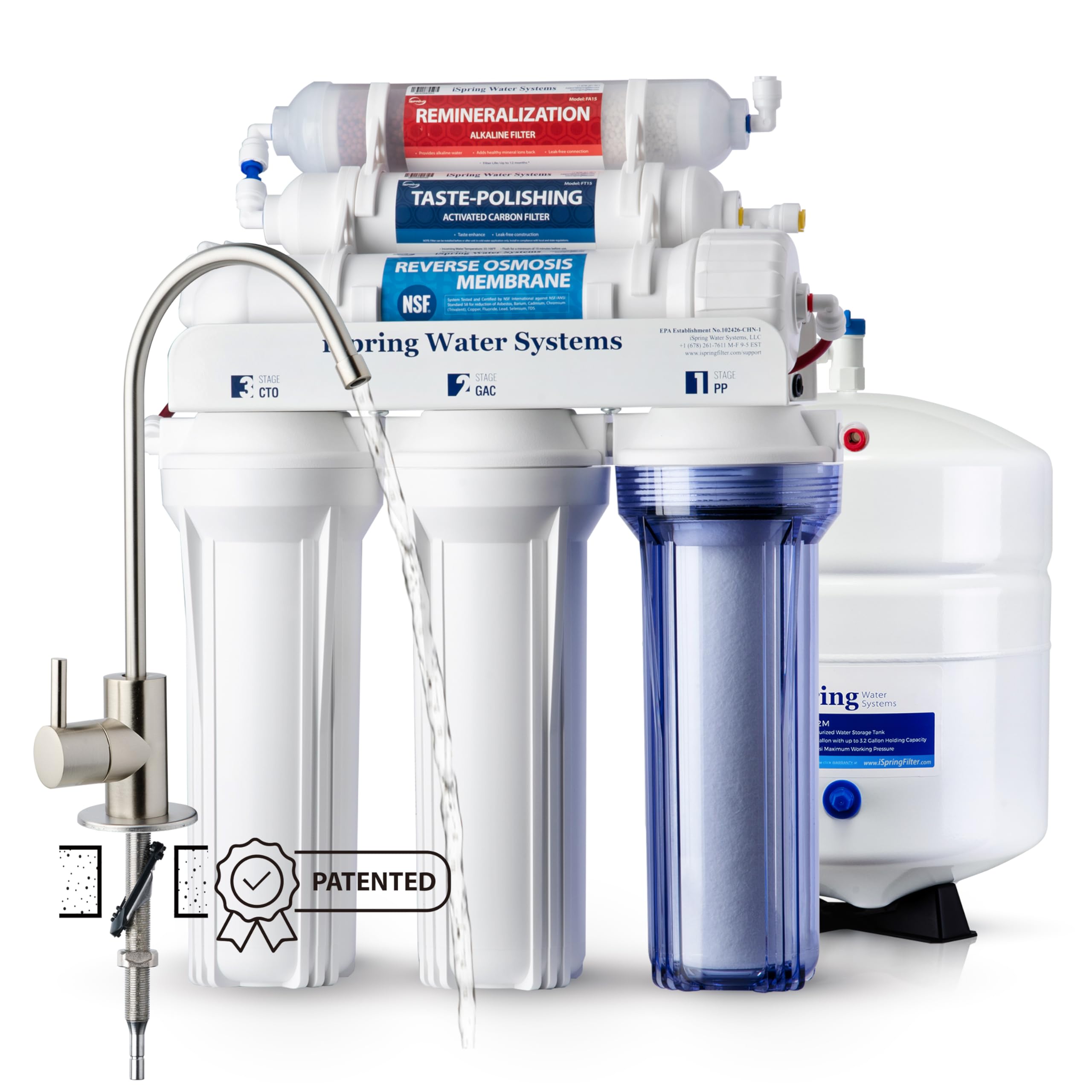 iSpring RCC7AK, NSF Certified, 75 GPD, Alkaline 6-Stage Reverse Osmosis System, pH+ Remineralization RO Water Filter Sys