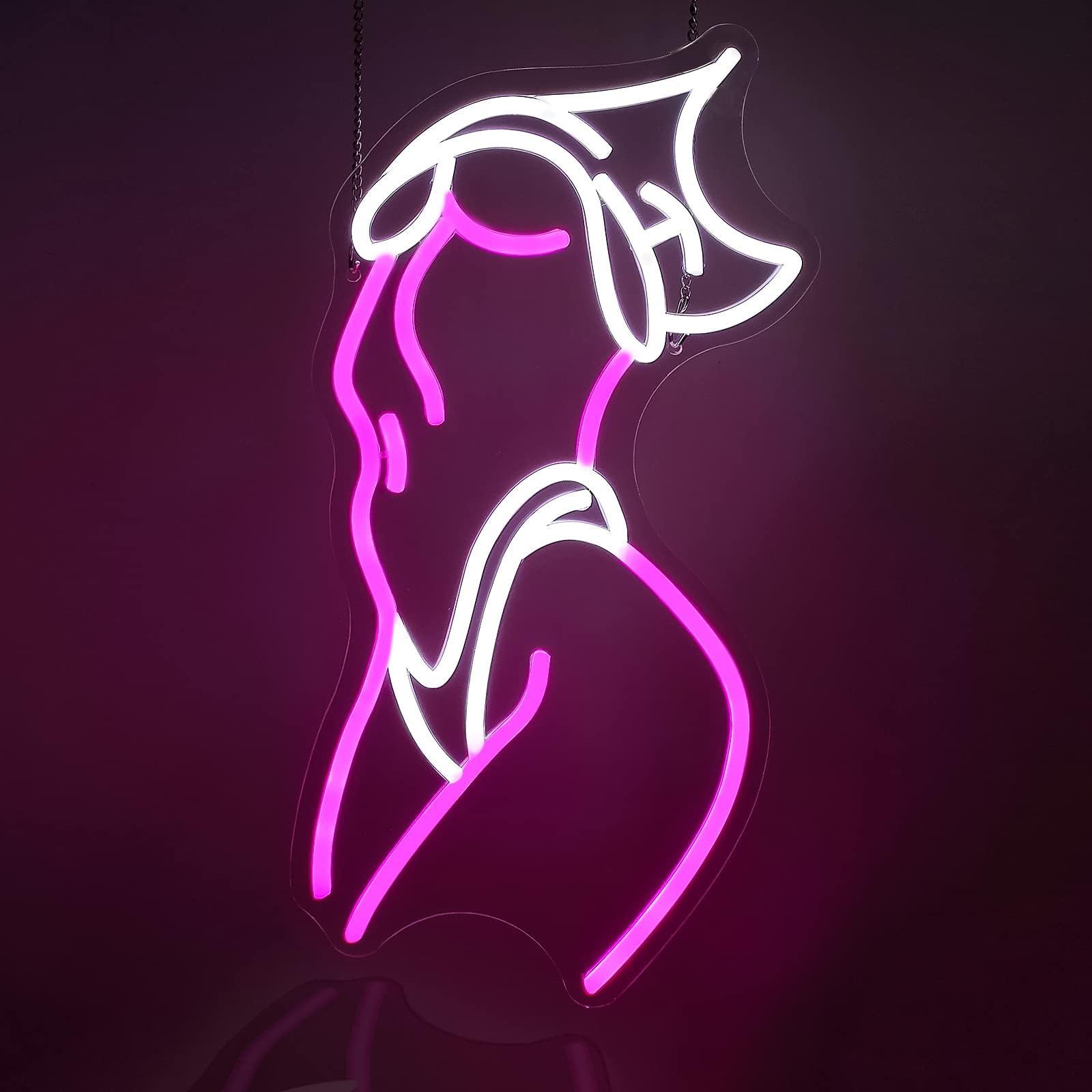 Lady Neon Signs Neon Signs for Wall Decor Pink White LED Light Sign for Preppy Room Decor Light Up Sign for Birthday Par