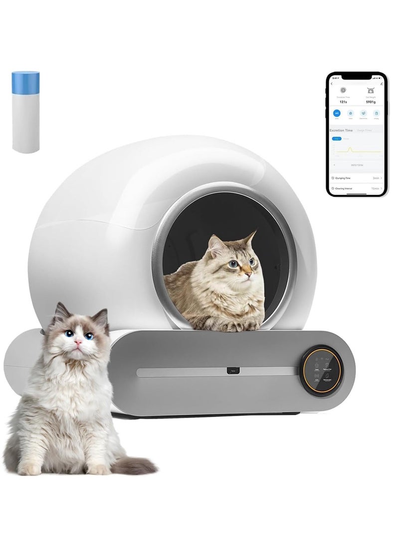 MileMelo Self-Cleaning Cat Litter Box Automatic 65L+9L Large Capacity Cleaning Robot APP Control/Odor Removal/Safety Pro