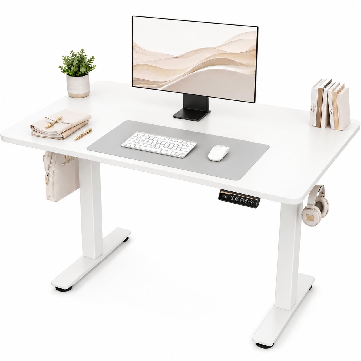 Claiks Electric Standing Desk 100 x 60cm, Height Adjustable Sit Stand Desk with 3 Memory Presets, Co