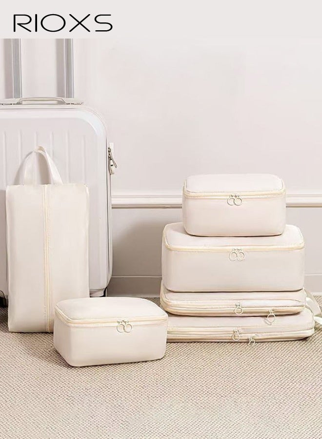 RIOXS 6-Piece Compressible Luggage Packing Cubes Set, Multi-Functional Travel Organizer for Pajamas & Underwear, Expanda
