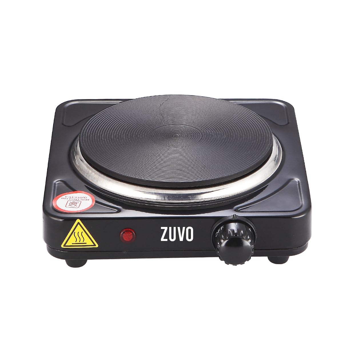 Zuvo 1500W Single Hot Plate – Portable Electric Hob with Adjustable Thermostat | Cast Iron Heating Ring | Single Electri
