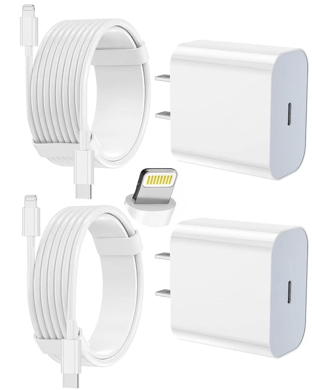iPhone Charger Fast Charging 2 Pack Type C Wall Charger Block with 2 Pack [6FT&10FT] Long USB C to L