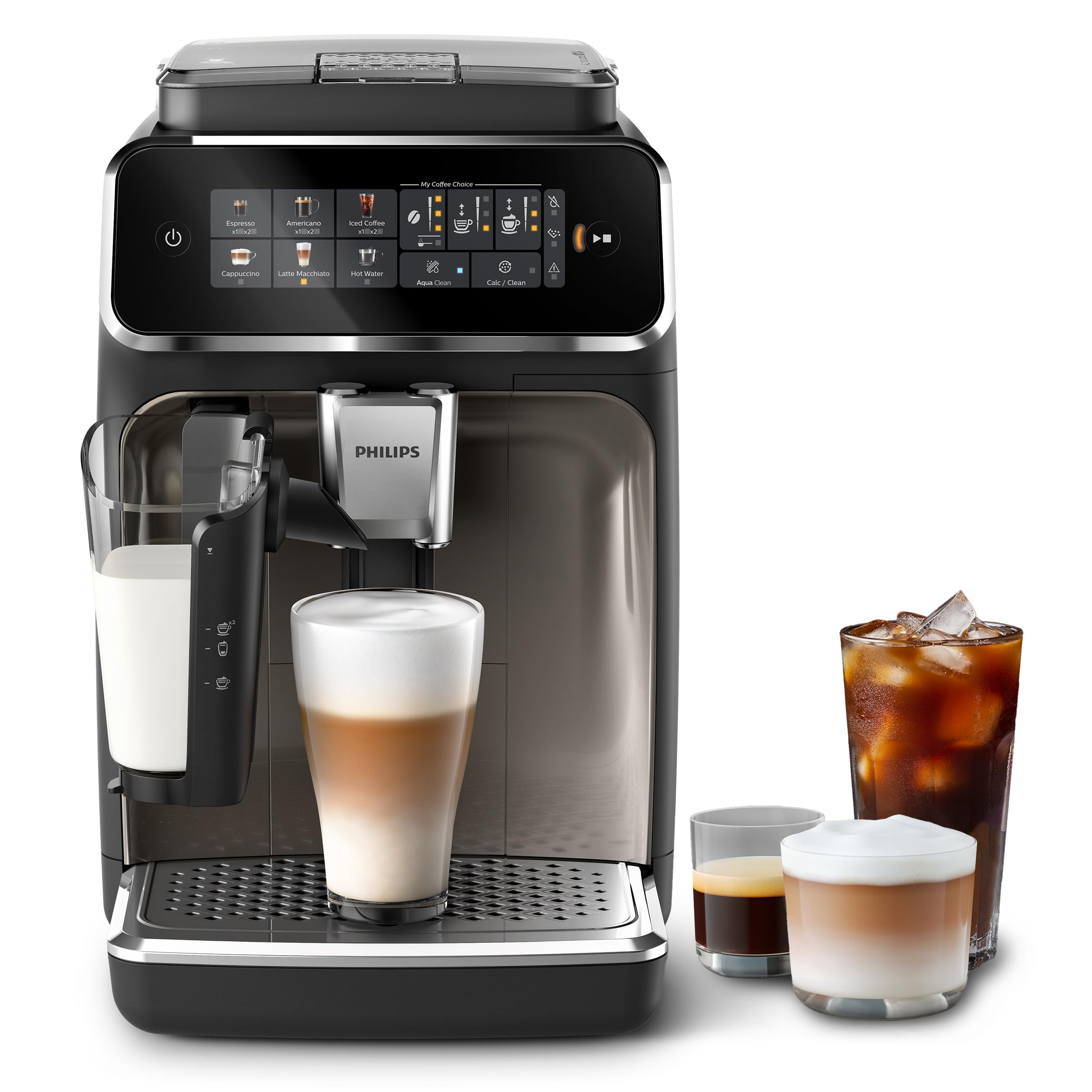 PHILIPS 3300 Series Bean to Cup Coffee Machine – 6 Hot & Iced drinks, LatteGo Milk Frother, Fastest-to-Clean, 40% Quiete