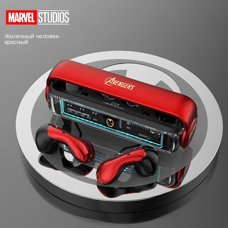 Marvel Наушники беспроводные с микрофоном, Bluetooth, USB Type-C, черный