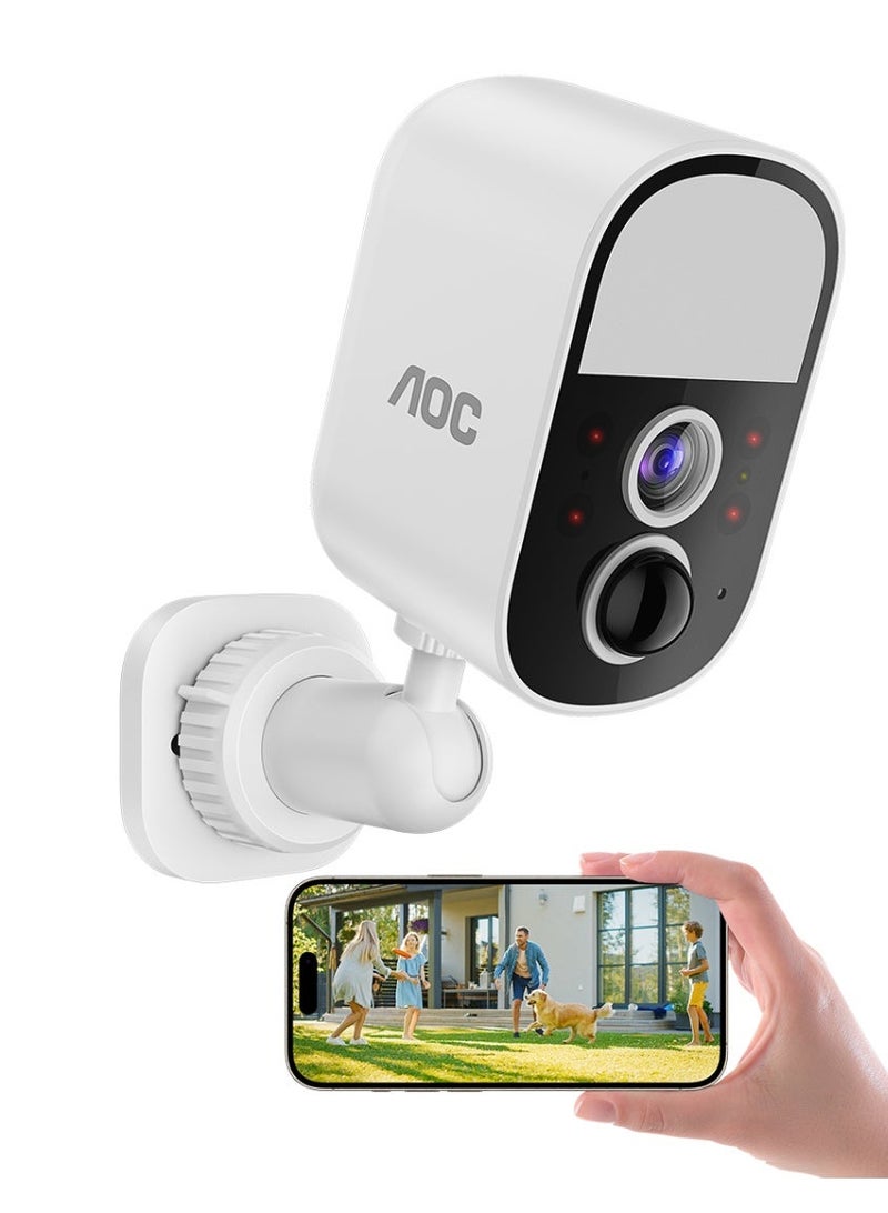 AOC Indoor Wireless Battery Camera, AI Image Enhanced  to 2K-Like Clarity, Up to 7-Day Battery Life, Three-Mode Switchin