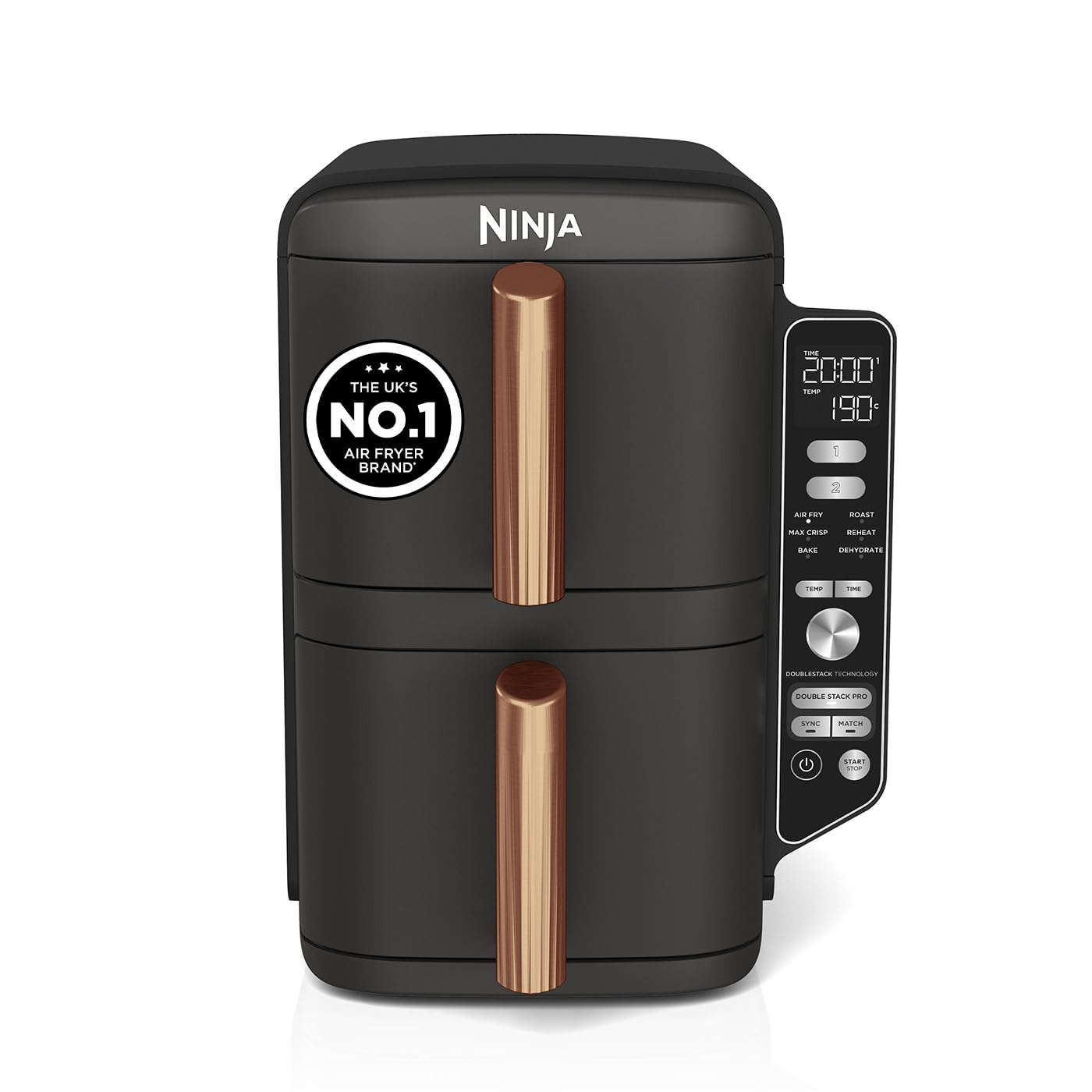 Ninja Double Stack XL Double Drawer Air Fryer, 4 Cooking Steps, 2 Drawers and 2 Stands, Space Saving Design, 9.5L Capaci