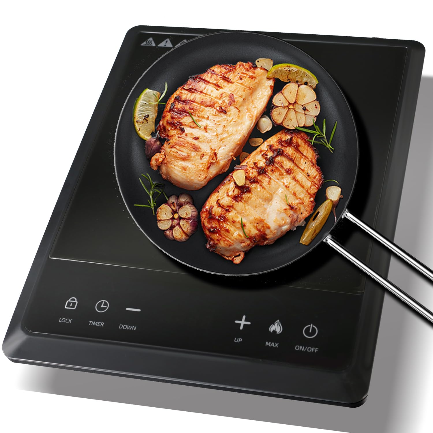 1700W Portable Induction Cooktop,Electric Induction Cooker and Burner,Countertop Hot Plate with 10-Level Adjustment,3-Ho