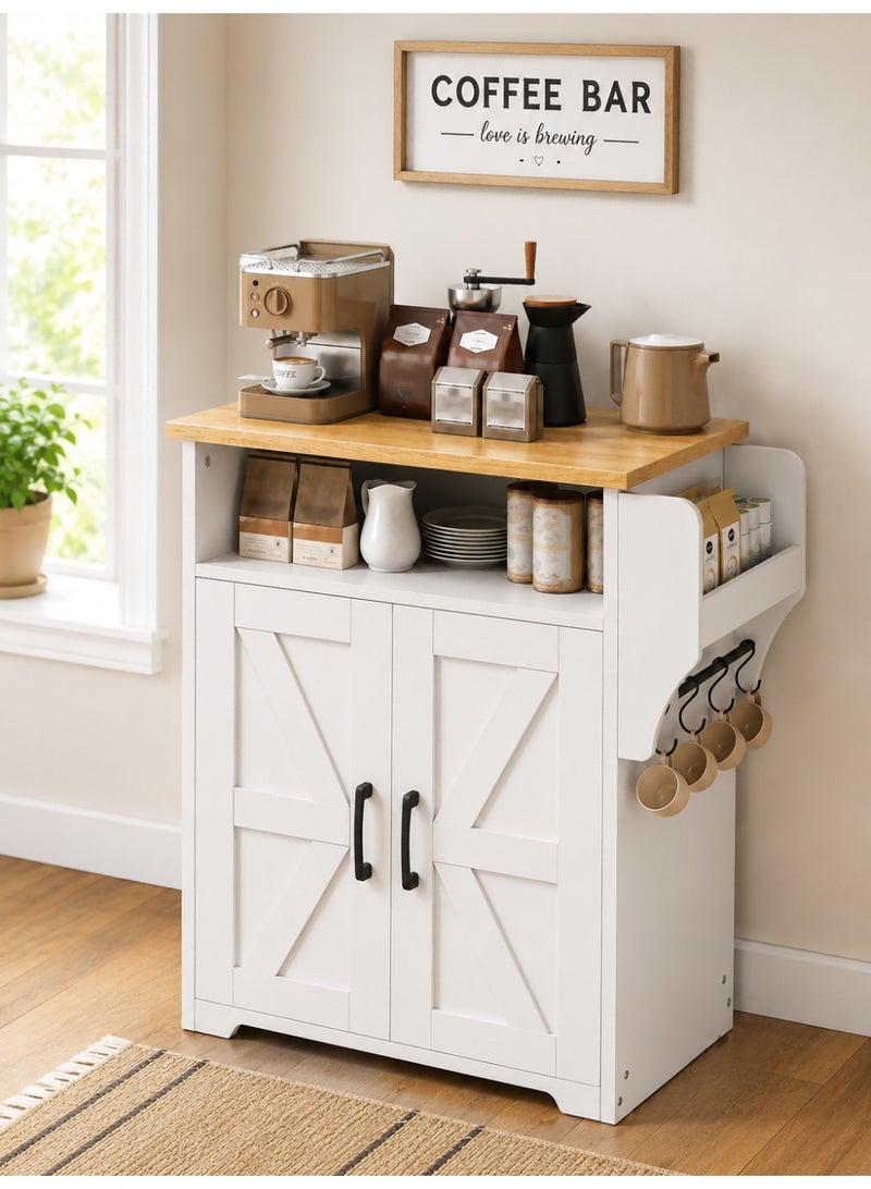 Yanara 60cm Coffee Bar Cabinet, Compact Kitchen Island with Storage – Farmhouse Sideboard Buffet Cabinet with Dual-Purpo