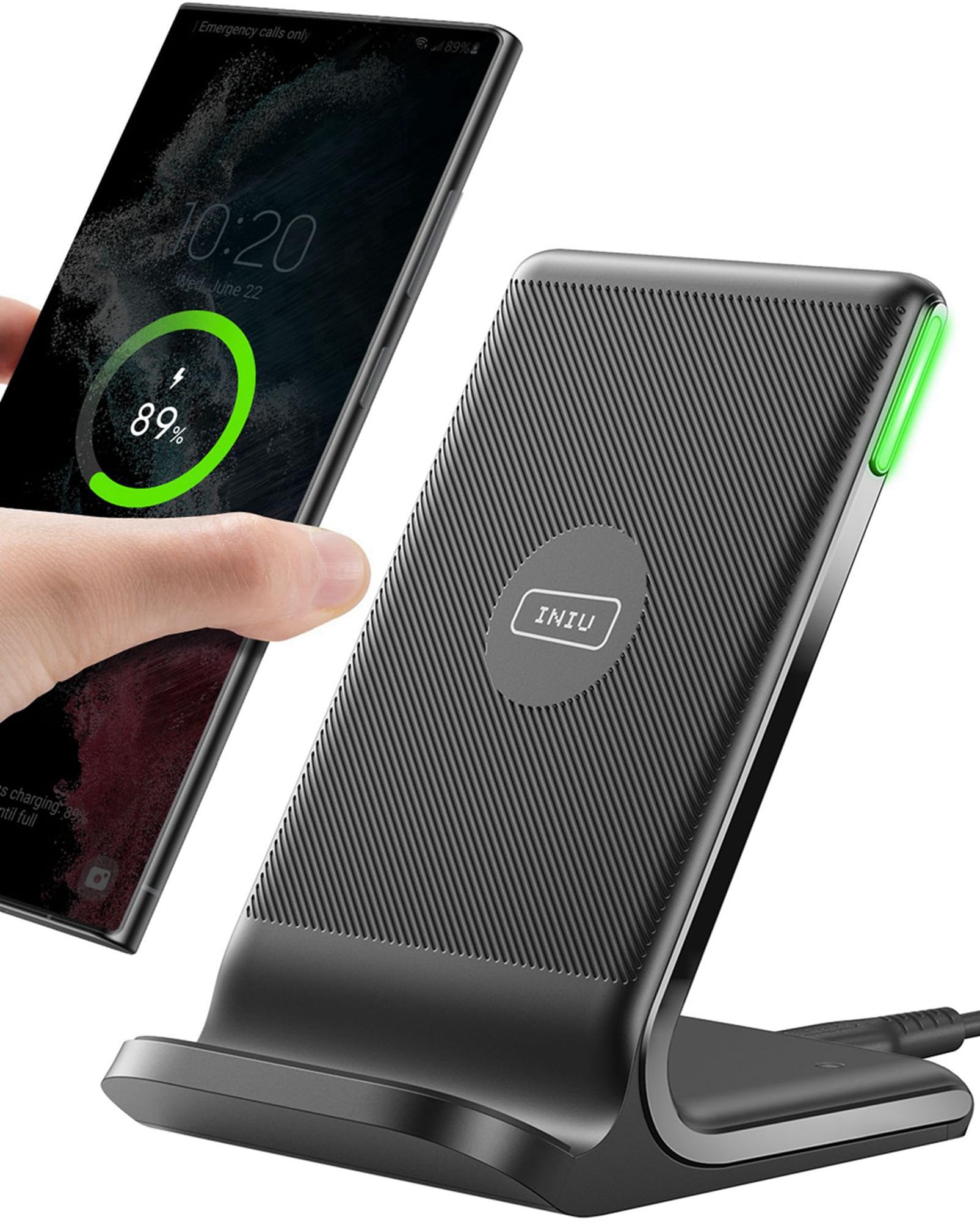 INIU Wireless Charger Stand, 15W Fast Charging Dock Phone Charger, Adaptive LED Wireless Charging Station for iPhone 17