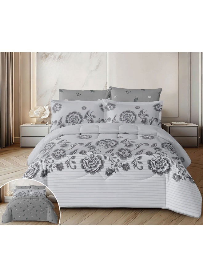 SMART HOME Luxurious 4-Piece Bedding Set with Comfortable Filling – Soft Quilted Comforter Set with 