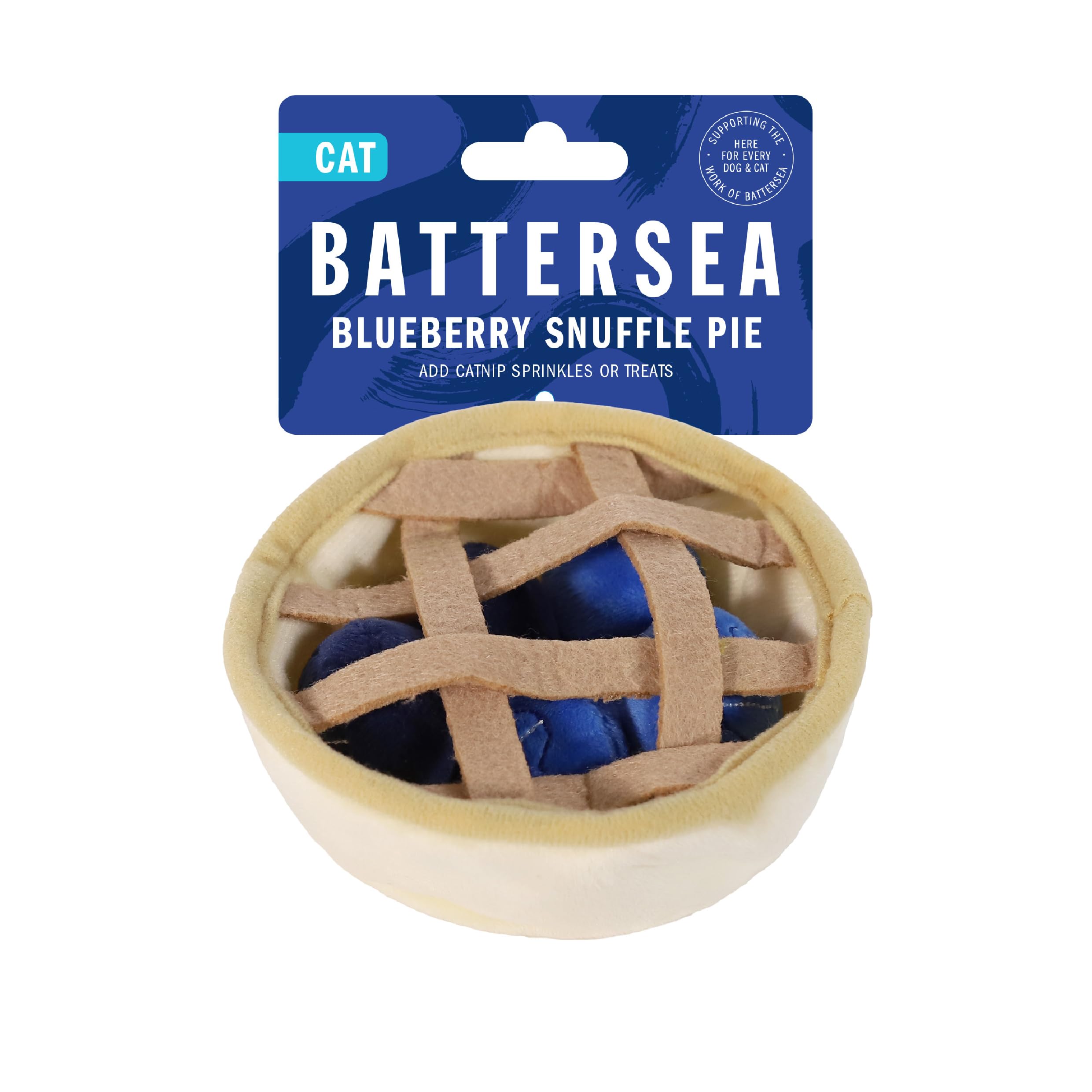 Rosewood Battersea Blueberry Snuffle Pie Cat Toy, Cat Snuffle Toy, Catnip Blueberries in Plush Pie Toy, Catnip Toy, Blue