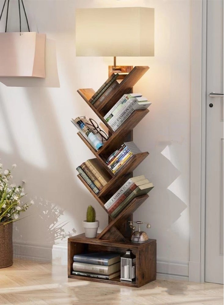 Kutis 1-Piece Creative Bookshelf Light Free-Standing Tree Bookcase Bookshelf Organizer Wood 14.96x7.87x57.87 Inch