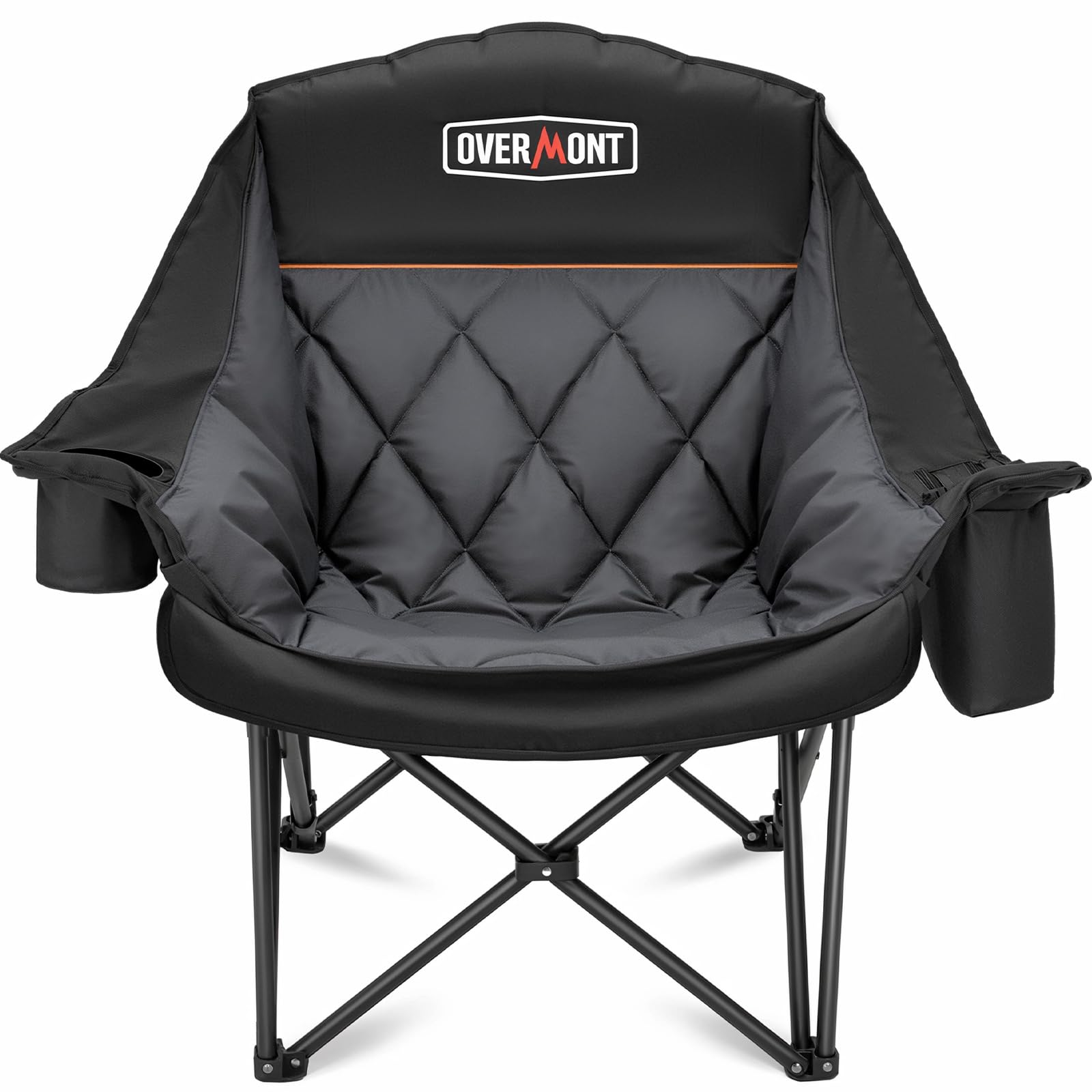 OVERMONT Oversized XL Camping Folding Chair for Adults - 450lbs Support Heavy-Duty Padded Folding Chair with Side Pocket