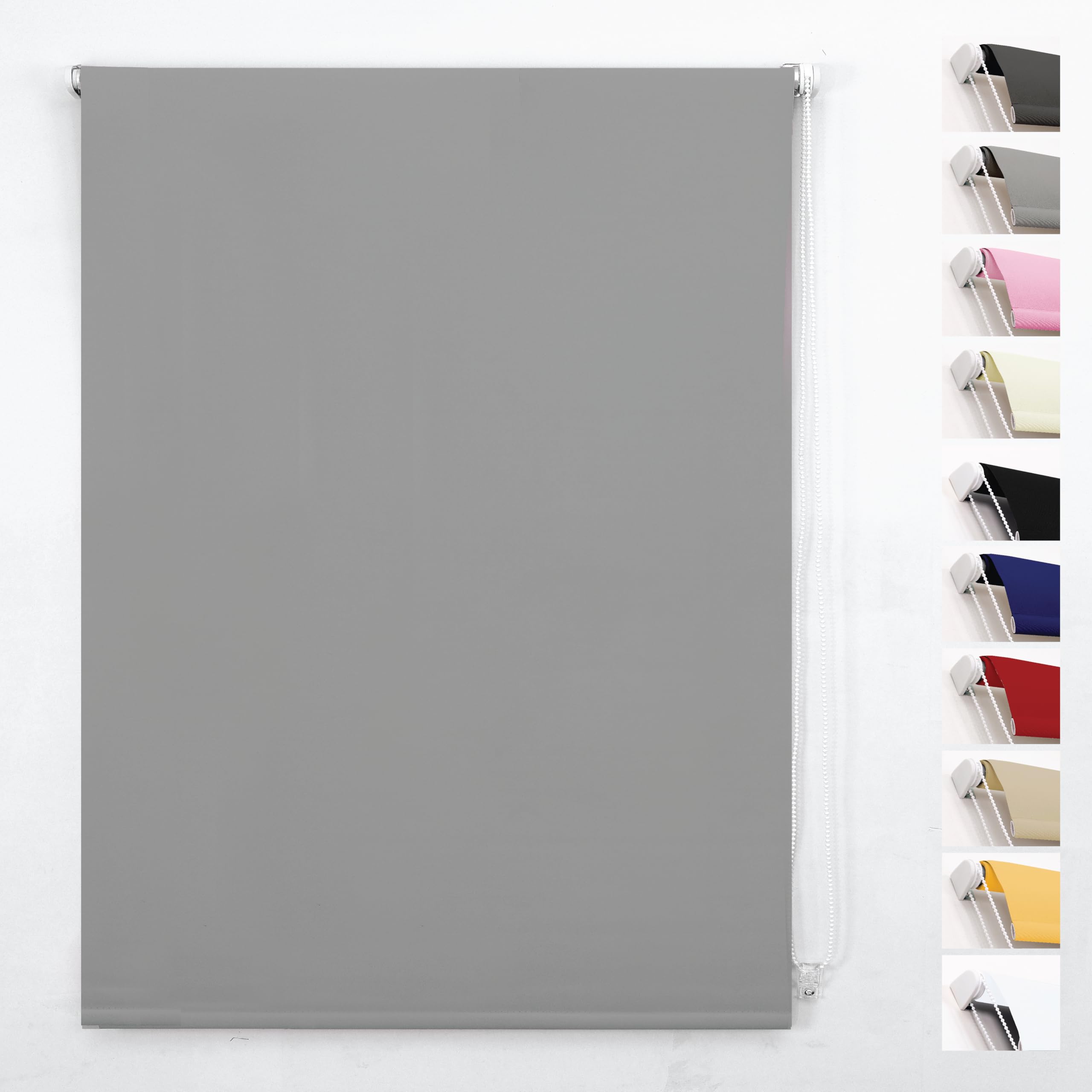 FUNKY GADGETS Blackout Roller Blinds, Ligh Grey (60cm Wide X 165cm Drop) | Thermal insulated UV Prot