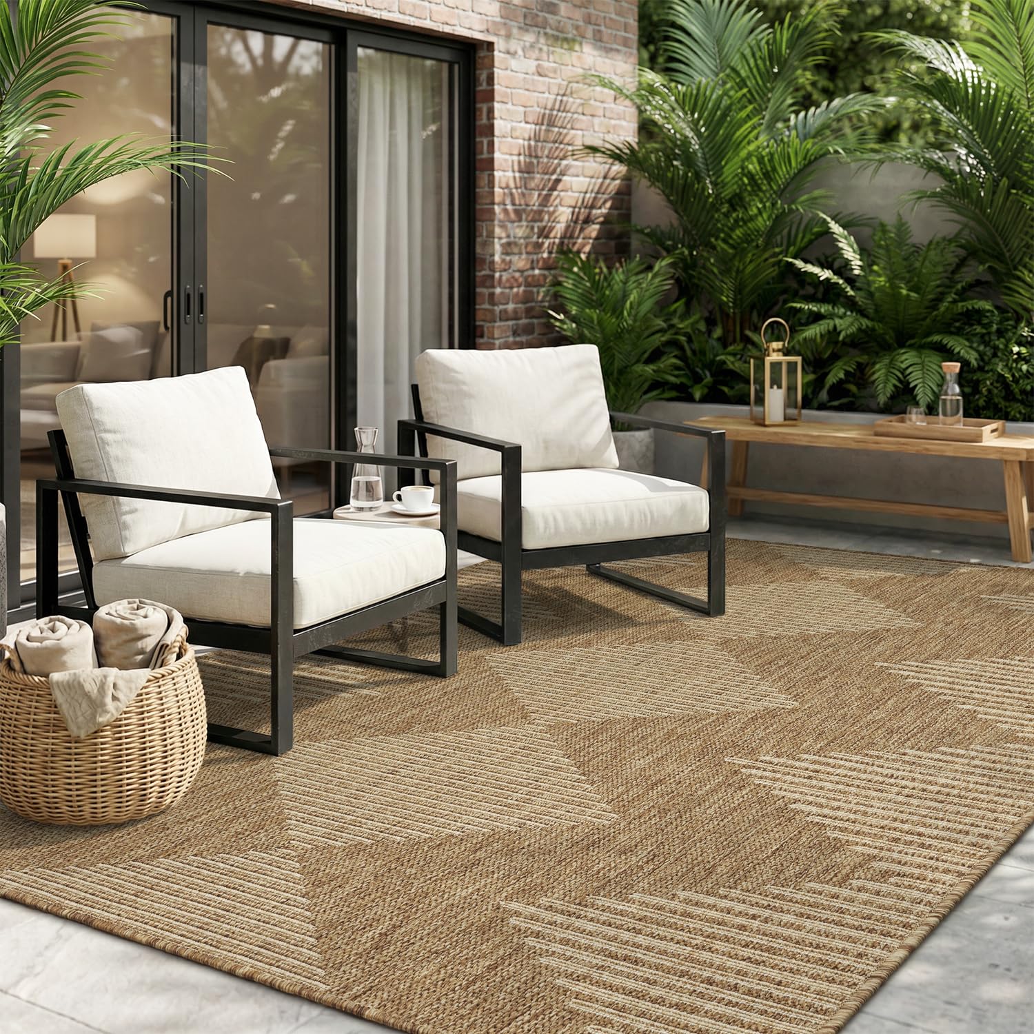 MontVoo-Outdoor Rug Carpet Patio Rug 5x7 ft Polypropylene Indoor Outdoor Rugs for Patio Deck Balcony