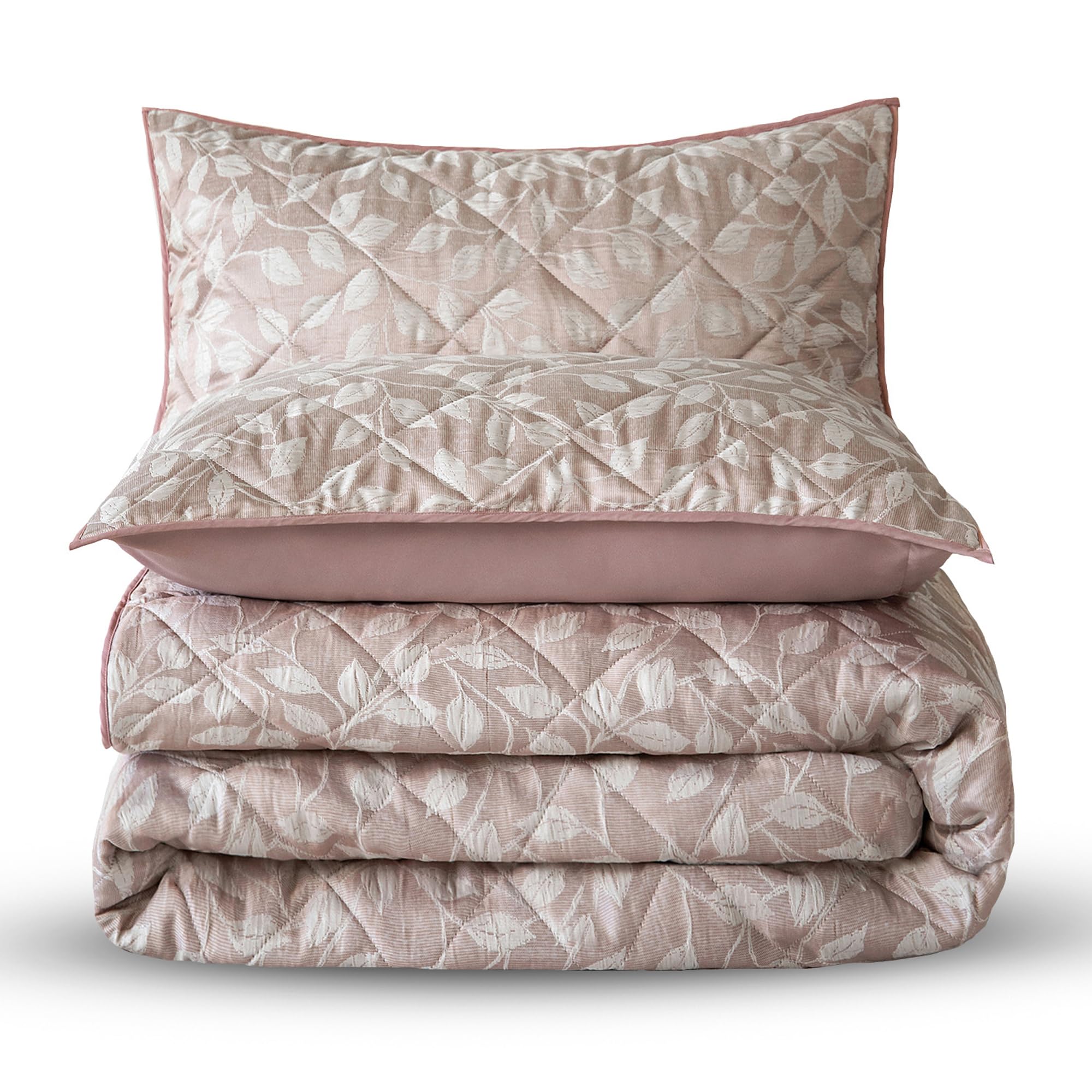 Velosso Jacquard Reversible Quilted Comforter all seasons Bedspread Set with Matching Pillowsham Coverless Quilted Set (