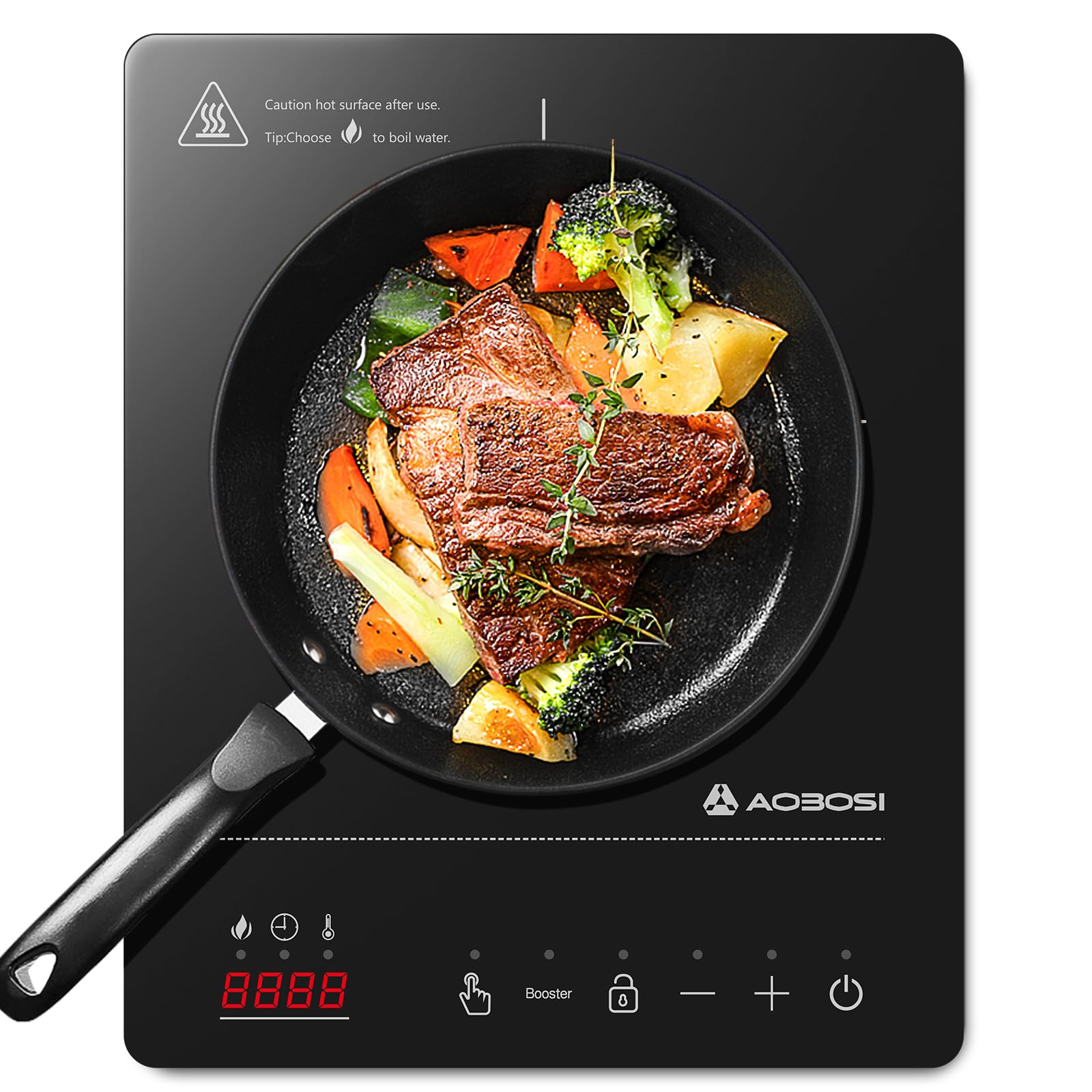 Aobosi Induction Hob,Single Induction Cooker with Portable Ultra-thin Body(32 * 26 * 4.2),20 Power and Temperature level