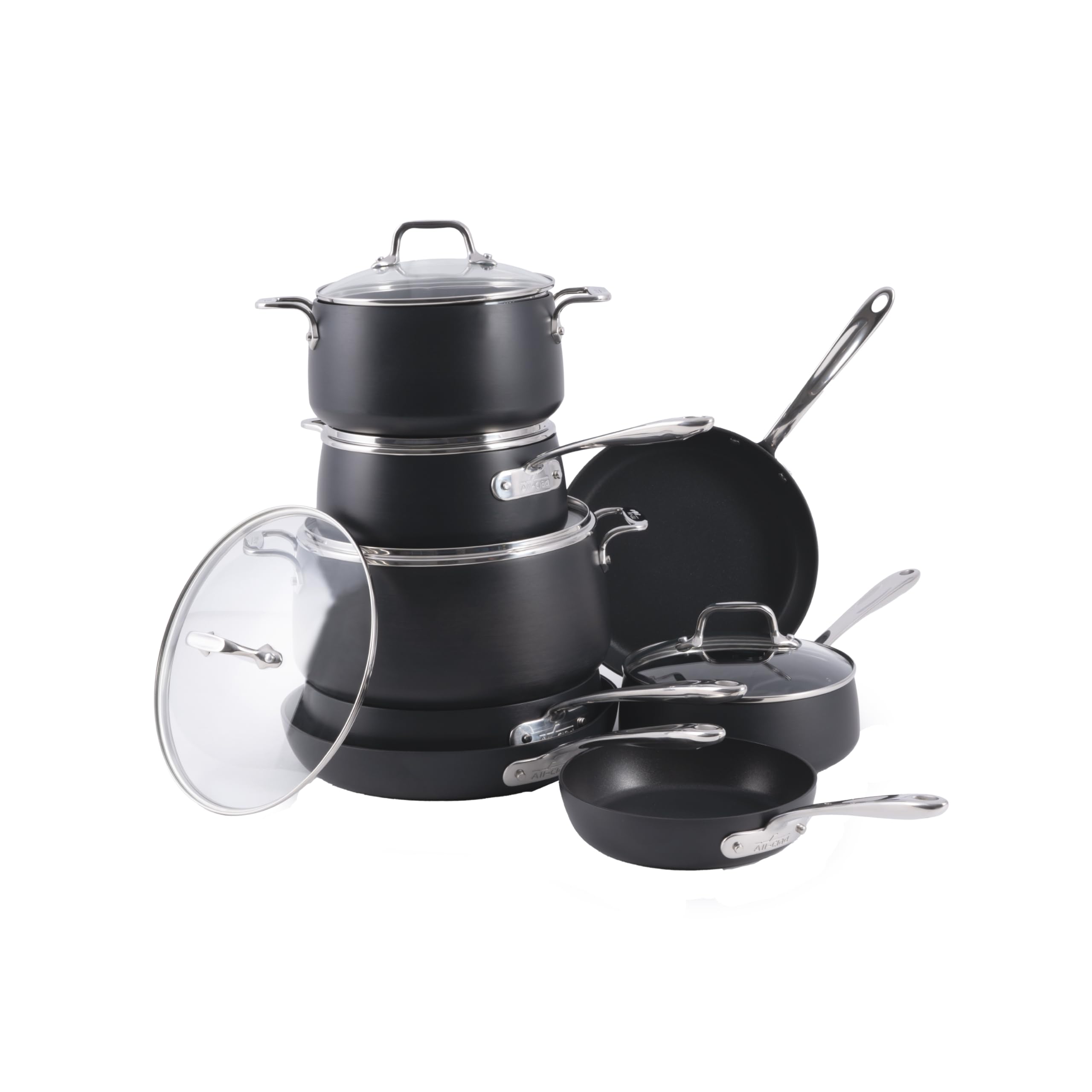 All-Clad HA1 Hard Anodized Nonstick Cookware Set 13 Piece Induction Oven Broiler Safe 500F, Lid Safe 350F Pots and Pans