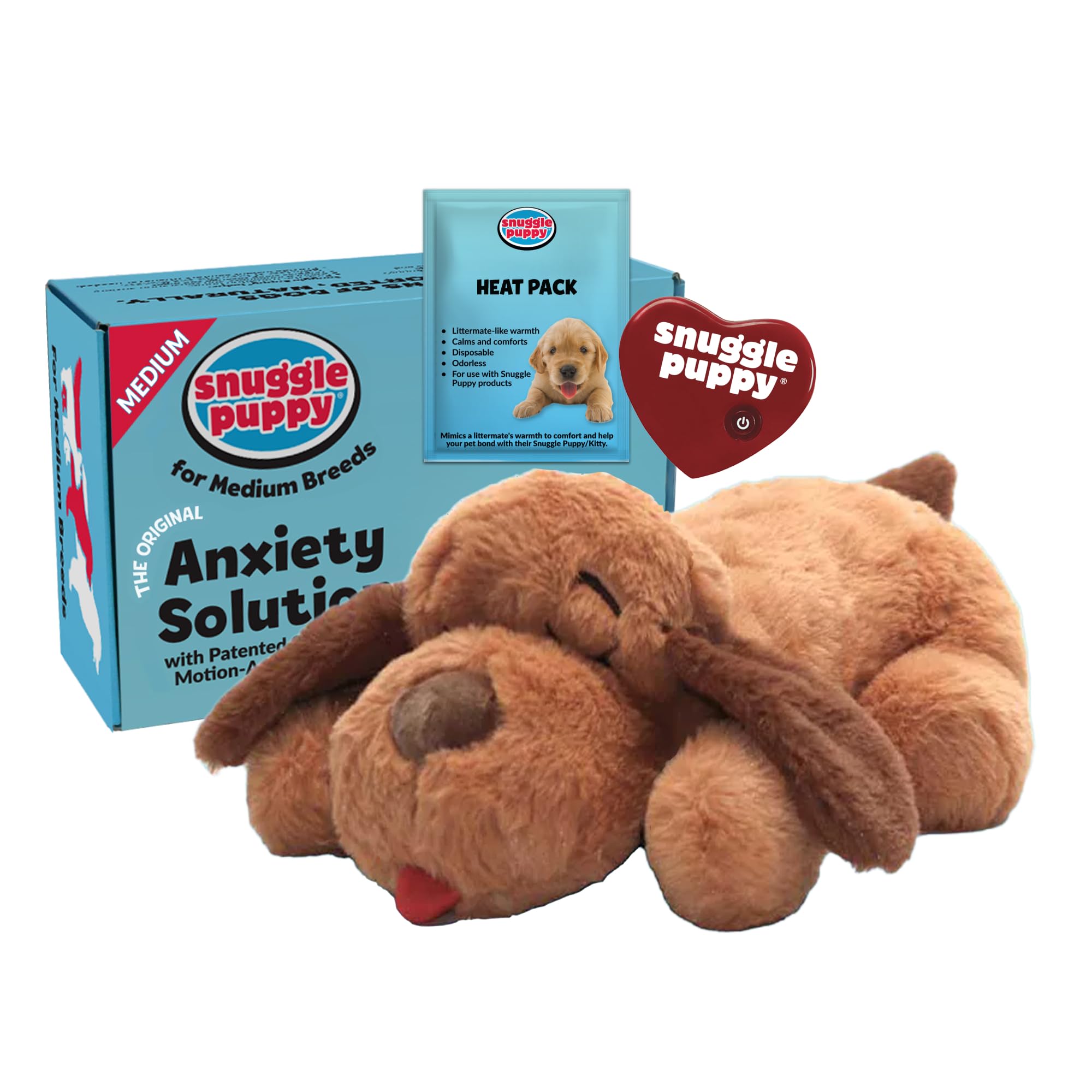 Snuggle Puppy Original Heartbeat Puppy Toy with Real-Feel Pulse & Heat Pack, Calming Sleep Aid for Puppy Anxiety, Crate