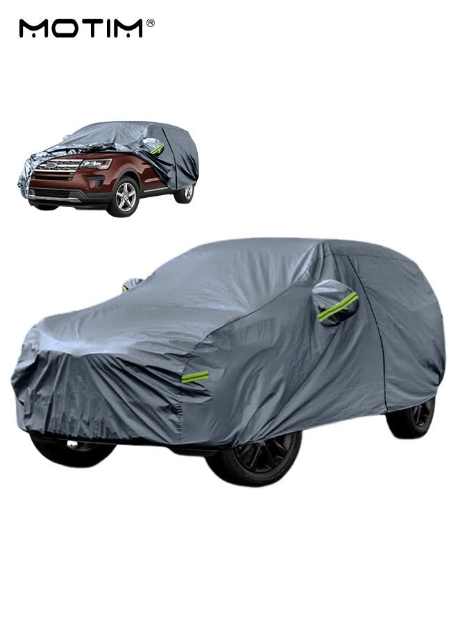 Motim Full Car Covers SUV Cover 530*200*185 CM, Waterproof Dustproof Multi-Layers Full Car Cover with Zipper, Rain Sun U