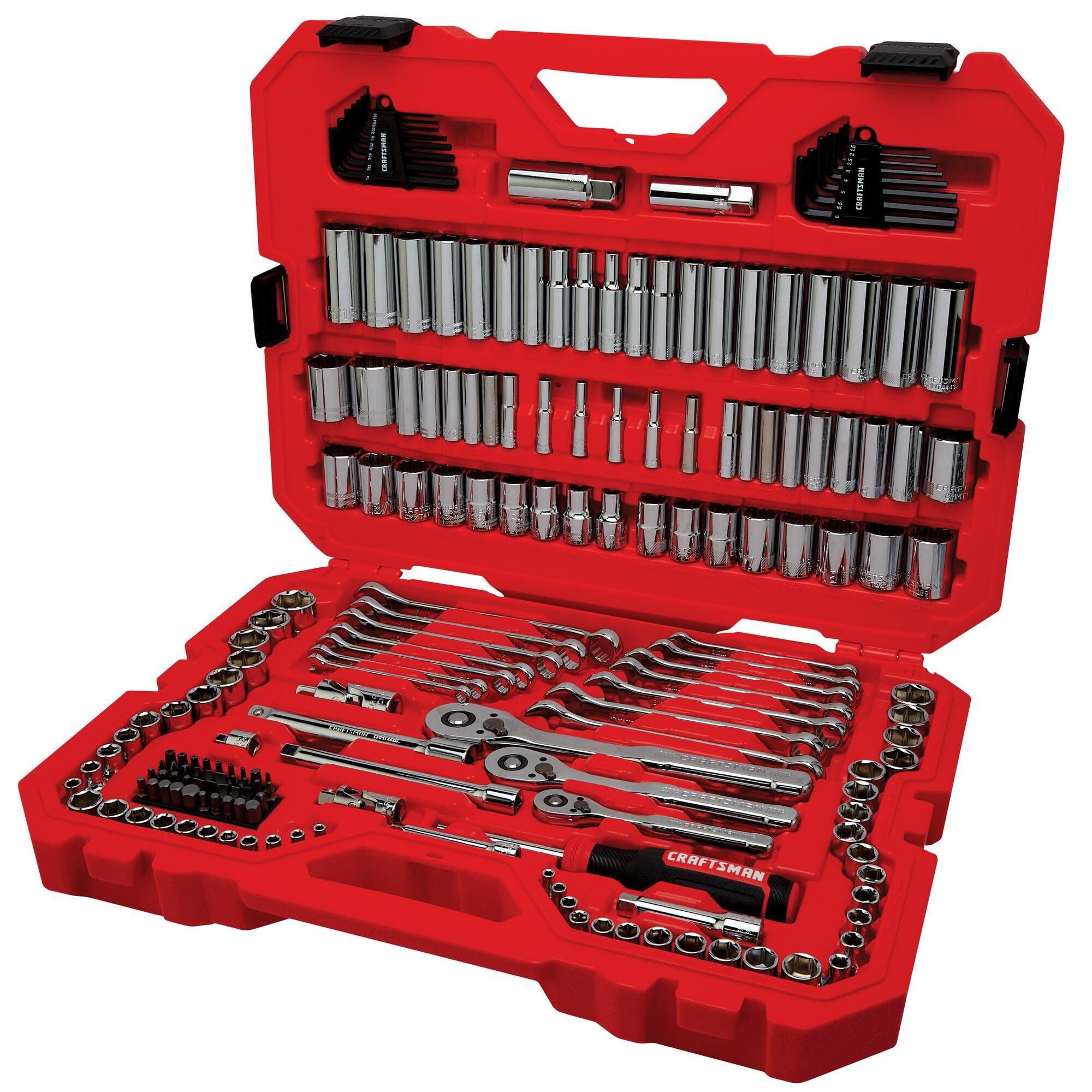 CRAFTSMAN 189 Piece Mechanics Tool Set, 1/4, 3/8 and 1/2 Inch Drive Socket Wrench Set with Thinner R