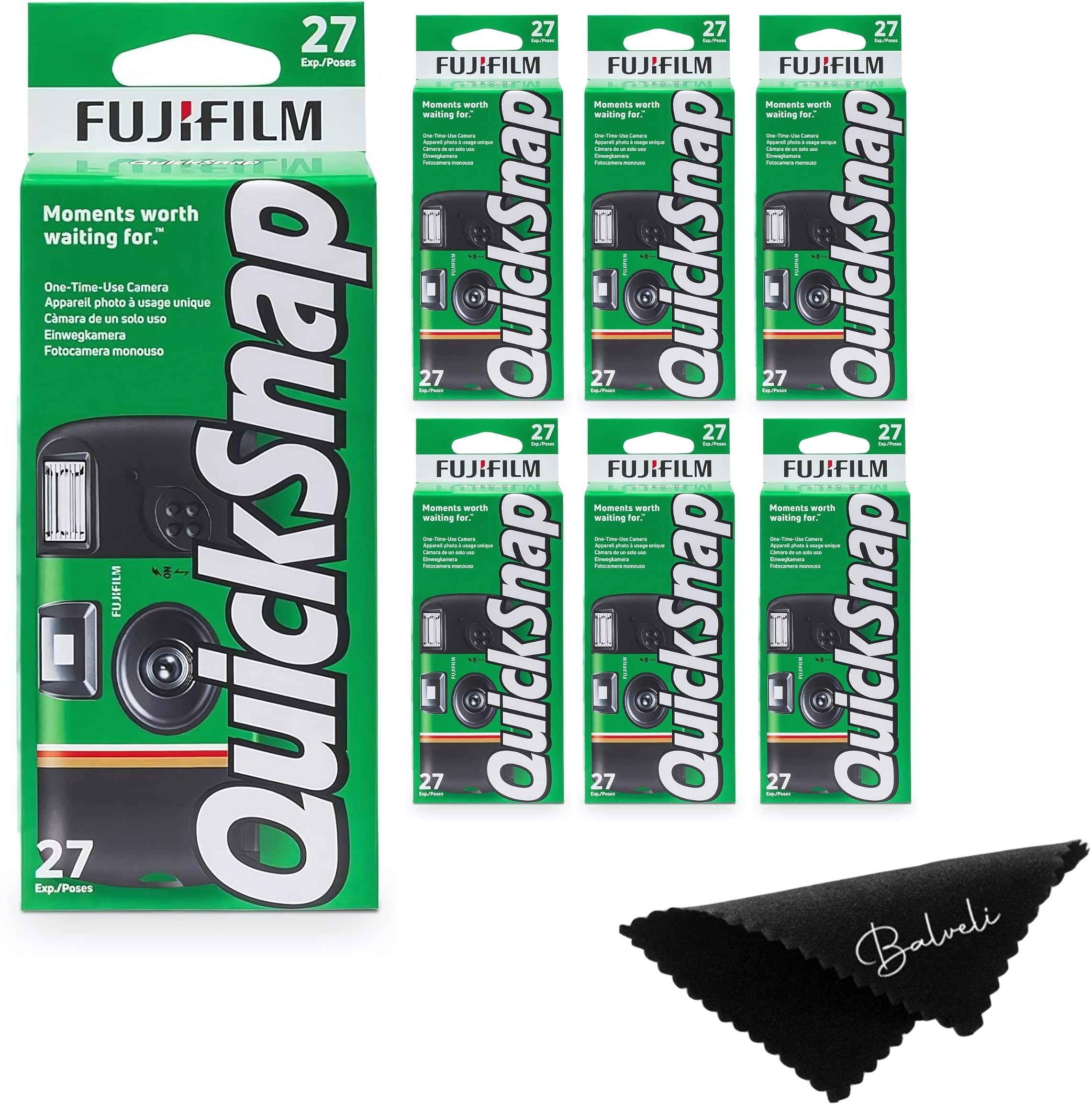 Fujifilm Quicksnap Flash Disposable Camera 400 Iso, 6 Pack, 35mm Camera, 27 Exp, Balveli Coth, Fuji Film Disposable Bulk