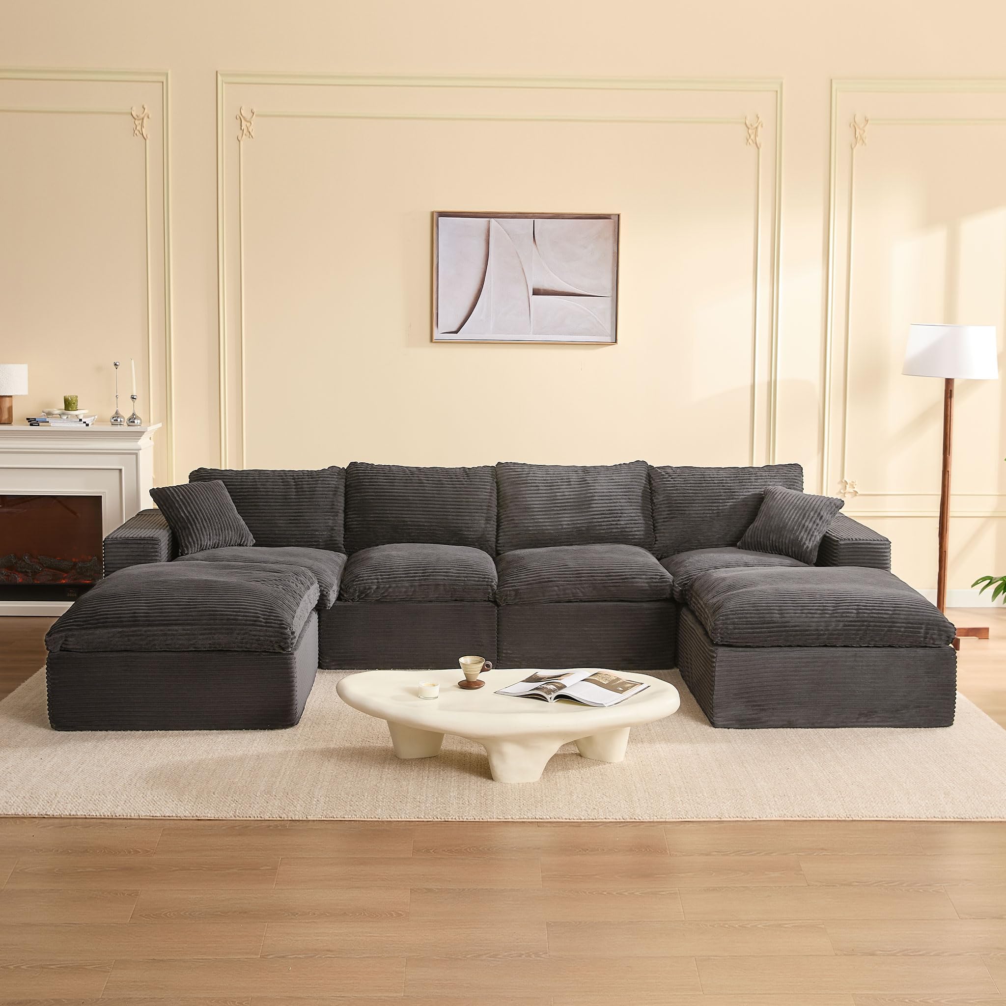 Modular Sectional Sofa and Sofa Bed, L-Shaped Cloud Couch with Memory Foam, No Assembly, Deep Seat,S