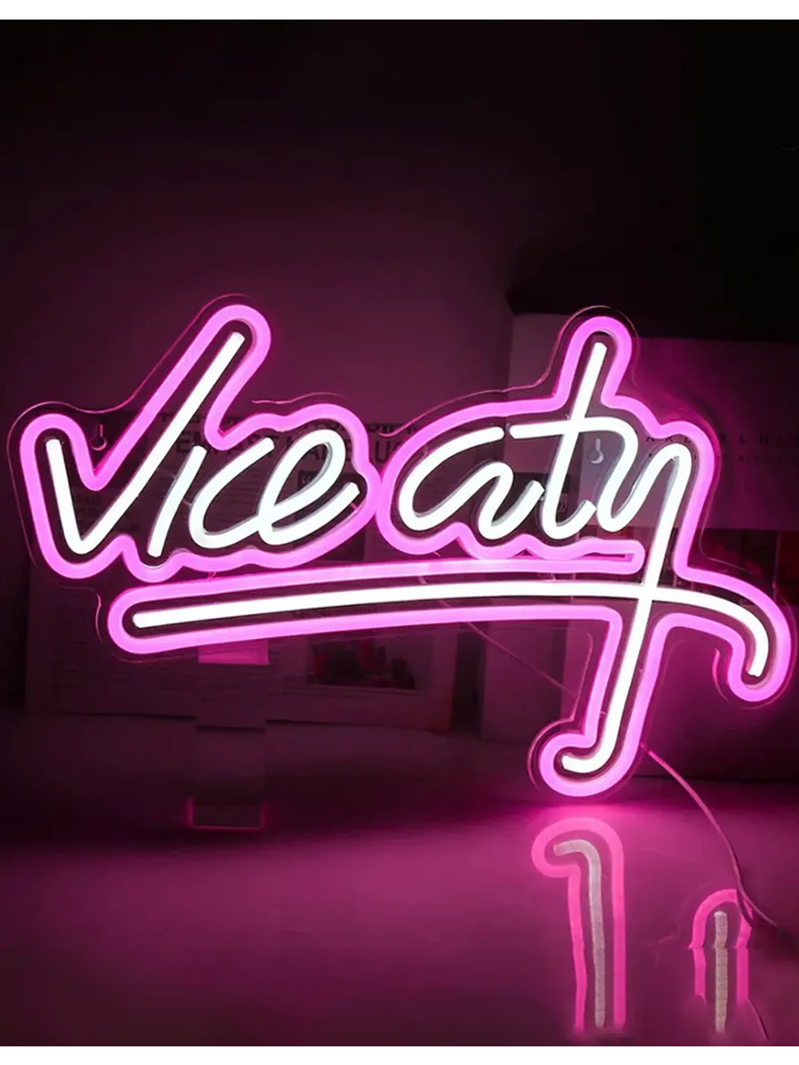 Неоновая надпись вывеска светильник настенный Vice City