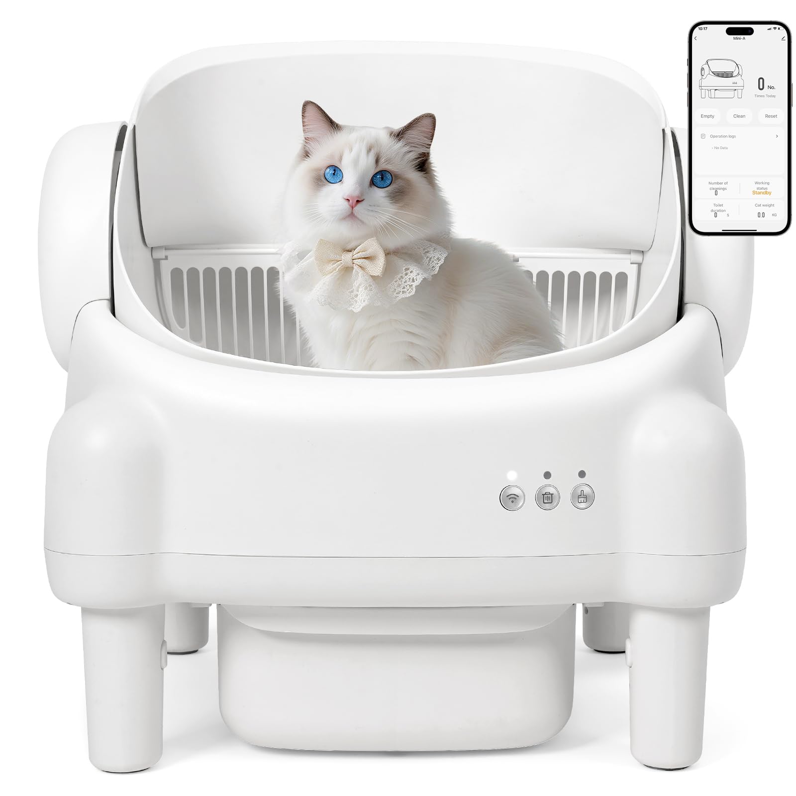 PARUUNTYS Self Cleaning Litter Box,Open Top Automatic Litter Box with App Control for Multiple Cats, Safety Sensors Prot