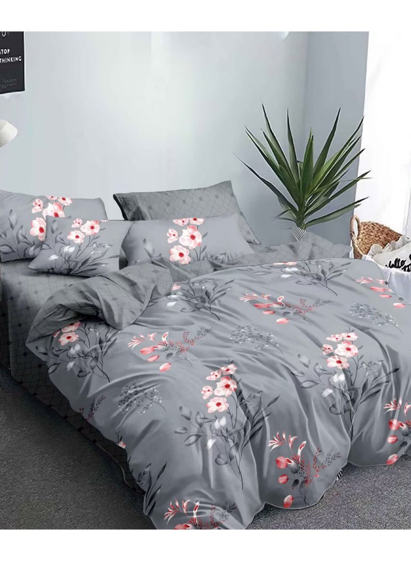 Santaoche Home Printed Comforter Sets, Fits 200 x 150 cm Single Size Bed, 4 Pcs, With Soft Filling (