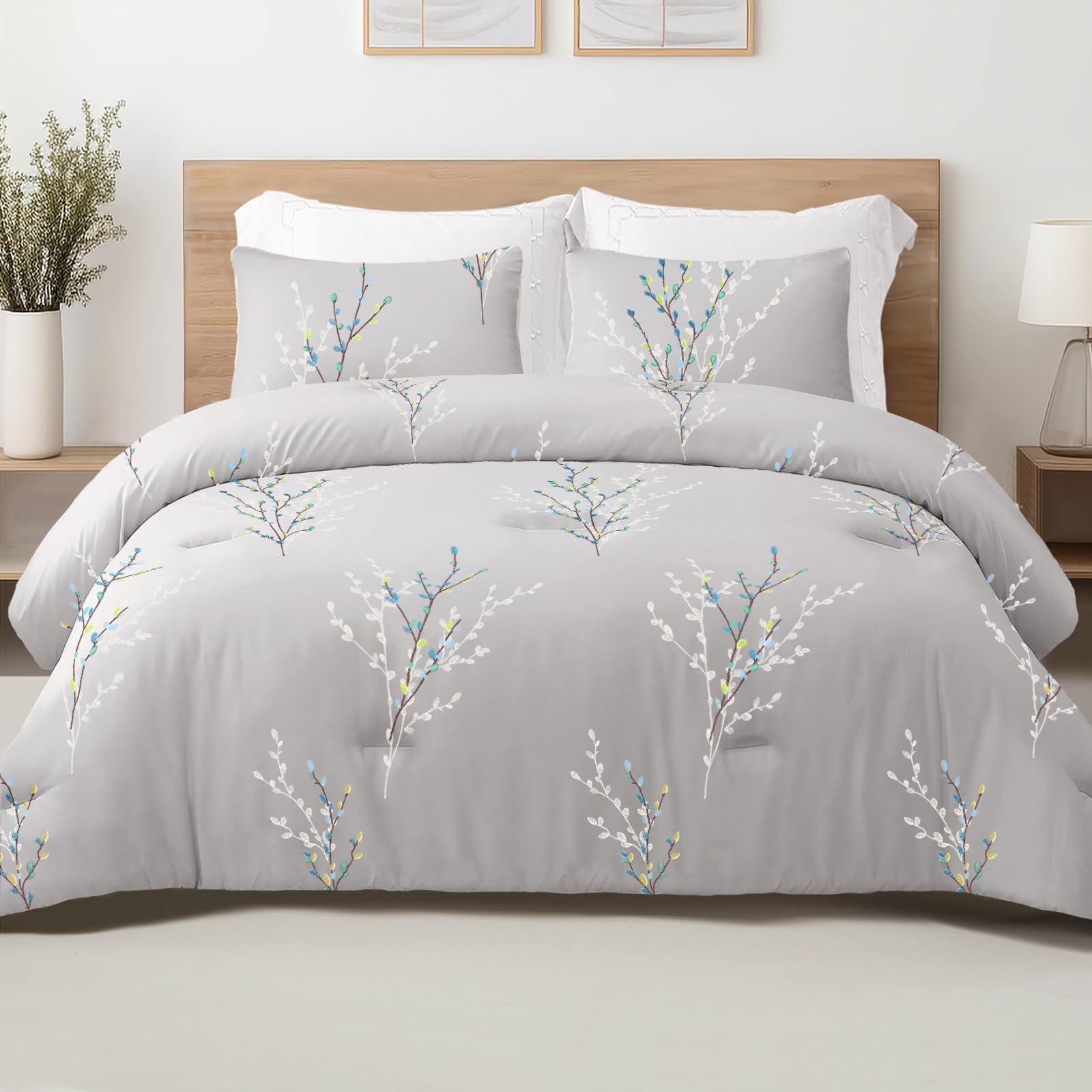 Exclusivo Mezcla Coverless Duvet Set with 2 Pillowcases, 7.5 Tog Double Size Reversible Duvet All Seasons with Flower Pa