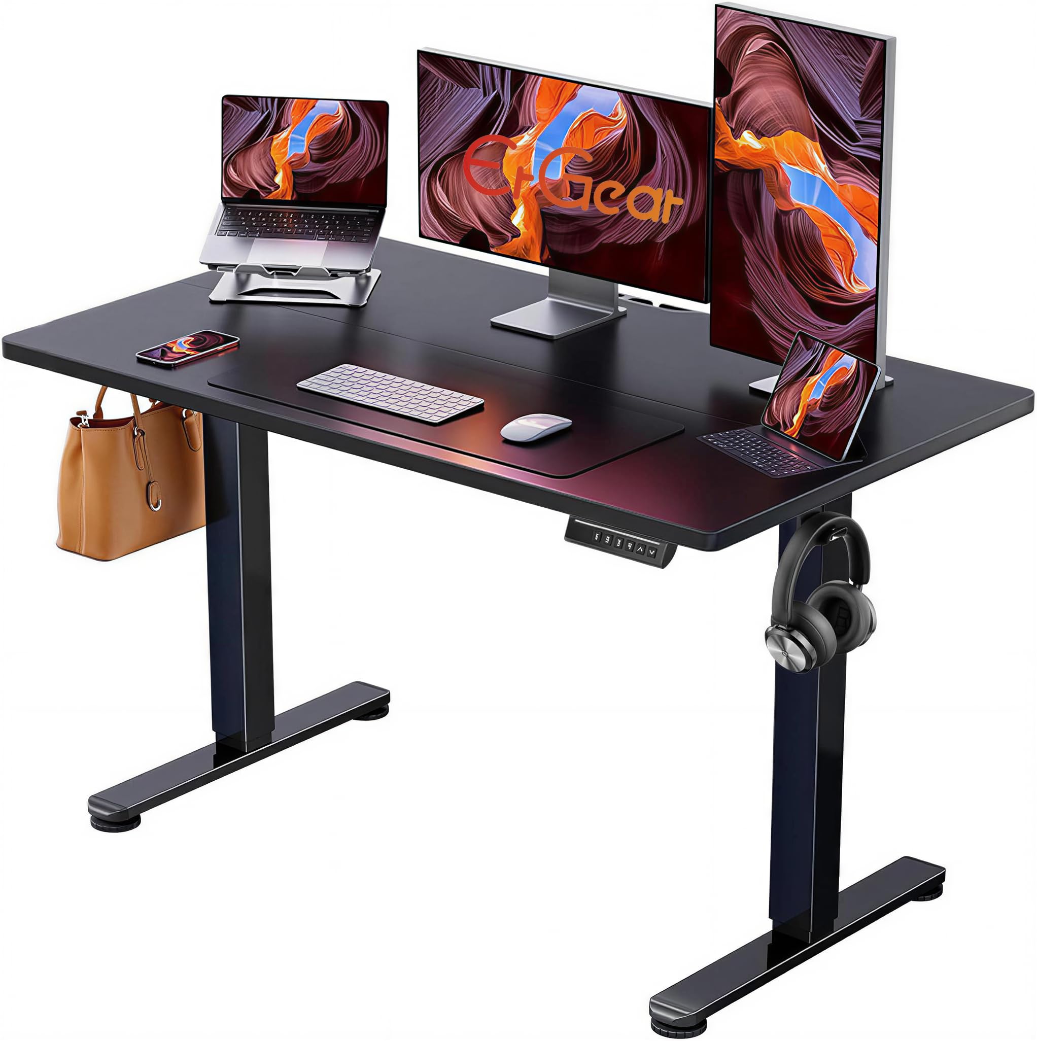 ErGear Height Adjustable Electric Standing Desk, 48 x 24 Inches Sit Stand up Desk, Memory Computer Home Office Desk, Bla